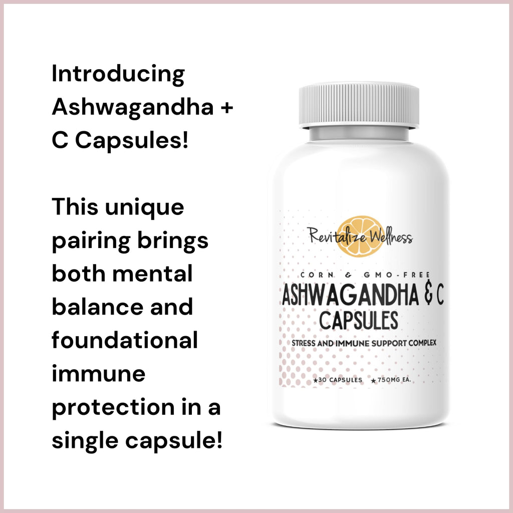 Revitalize Wellness Ashwagandha + Vitamin C Capsules | Stress and Immune Support Complex | with 550 mg Ashwagandha and 200 mg Vitamin C per Serving | 30 Servings Revitalize WellnessBuy Supplements Australia