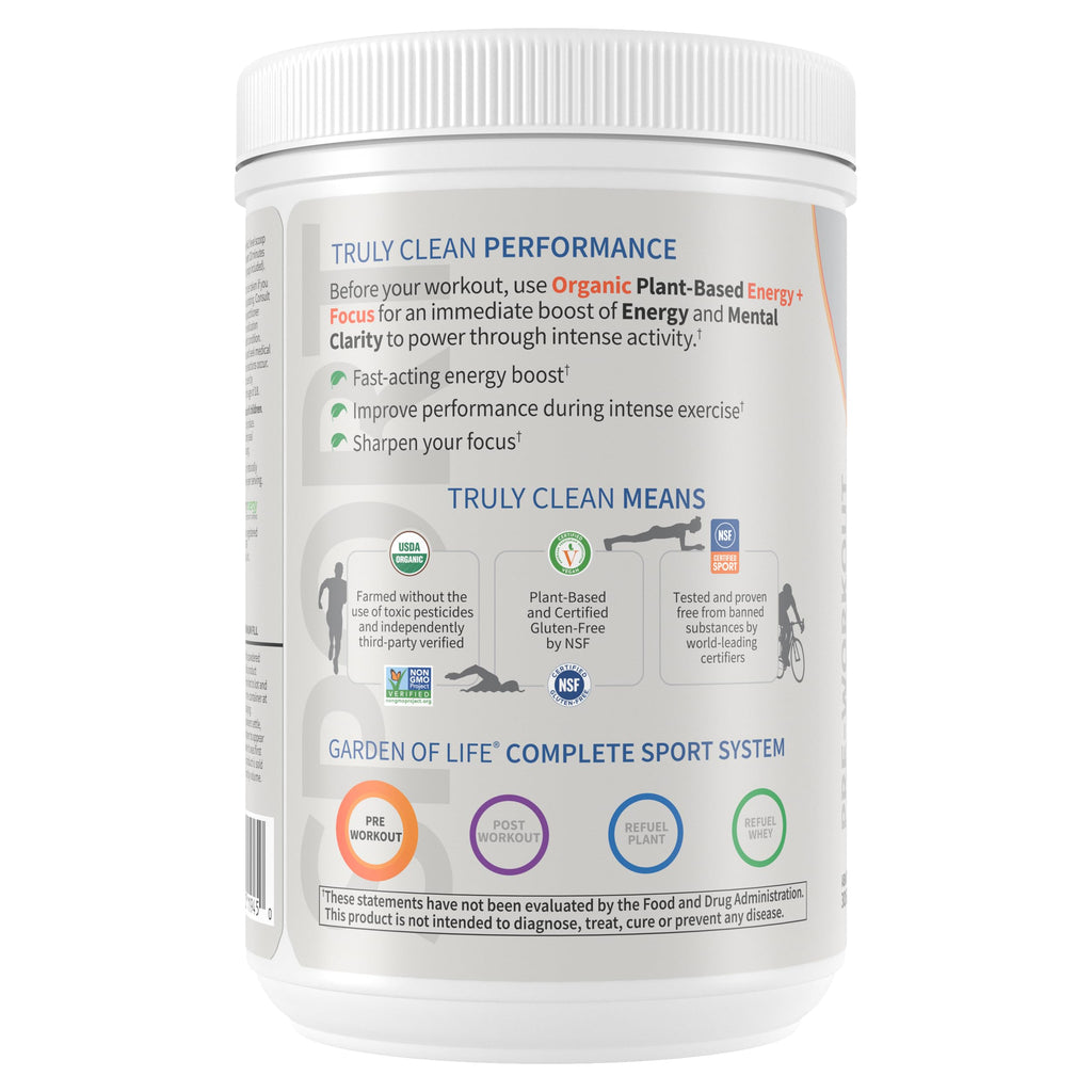 Garden of Life Sport Organic Plant Based Energy + Focus Clean Pre Workout Powder, with 85mg Caffeine, Natural No Booster, B12, Vegan, Gluten Free, Non-GMO, BlackBerry, 15.3 Oz Garden of LifeBuy Supplements Australia