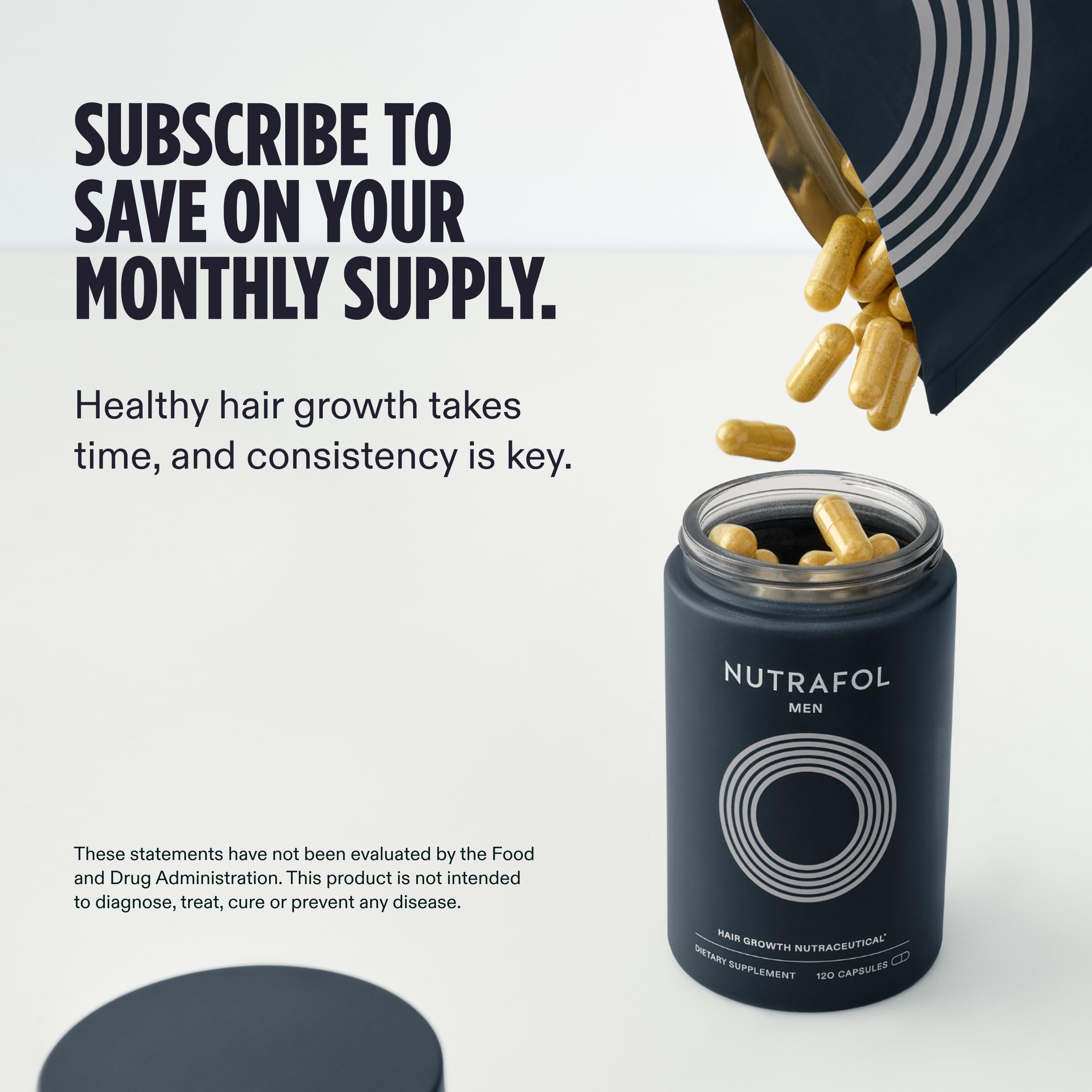 Nutrafol Men's Hair Growth Supplements, Clinically Tested for Visibly Thicker Hair and Scalp Coverage, Dermatologist Recommended - 1 Month Supply NutrafolBuy Supplements Australia