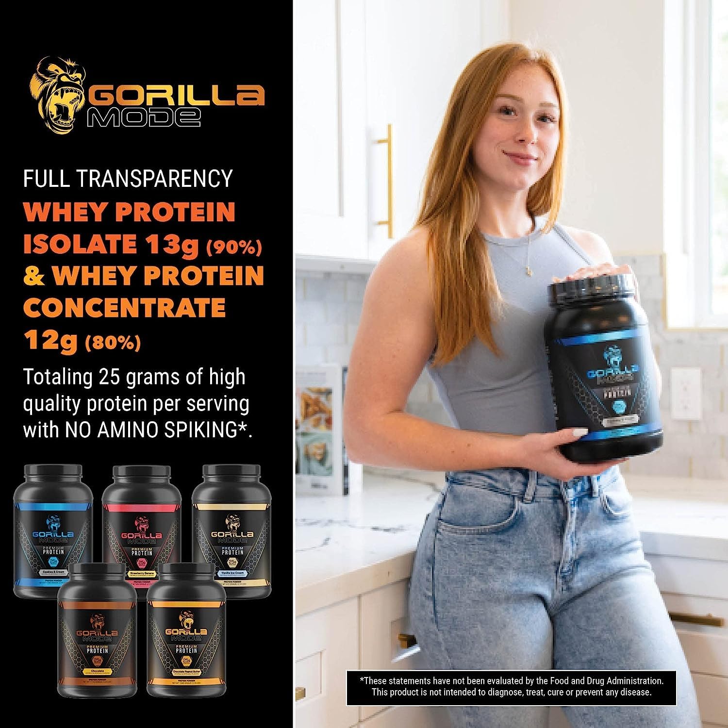 Gorilla Mode Premium Whey Protein - Cinnamon Churro / 25 Grams of Whey Protein Isolate Gorilla MindBuy Supplements Australia