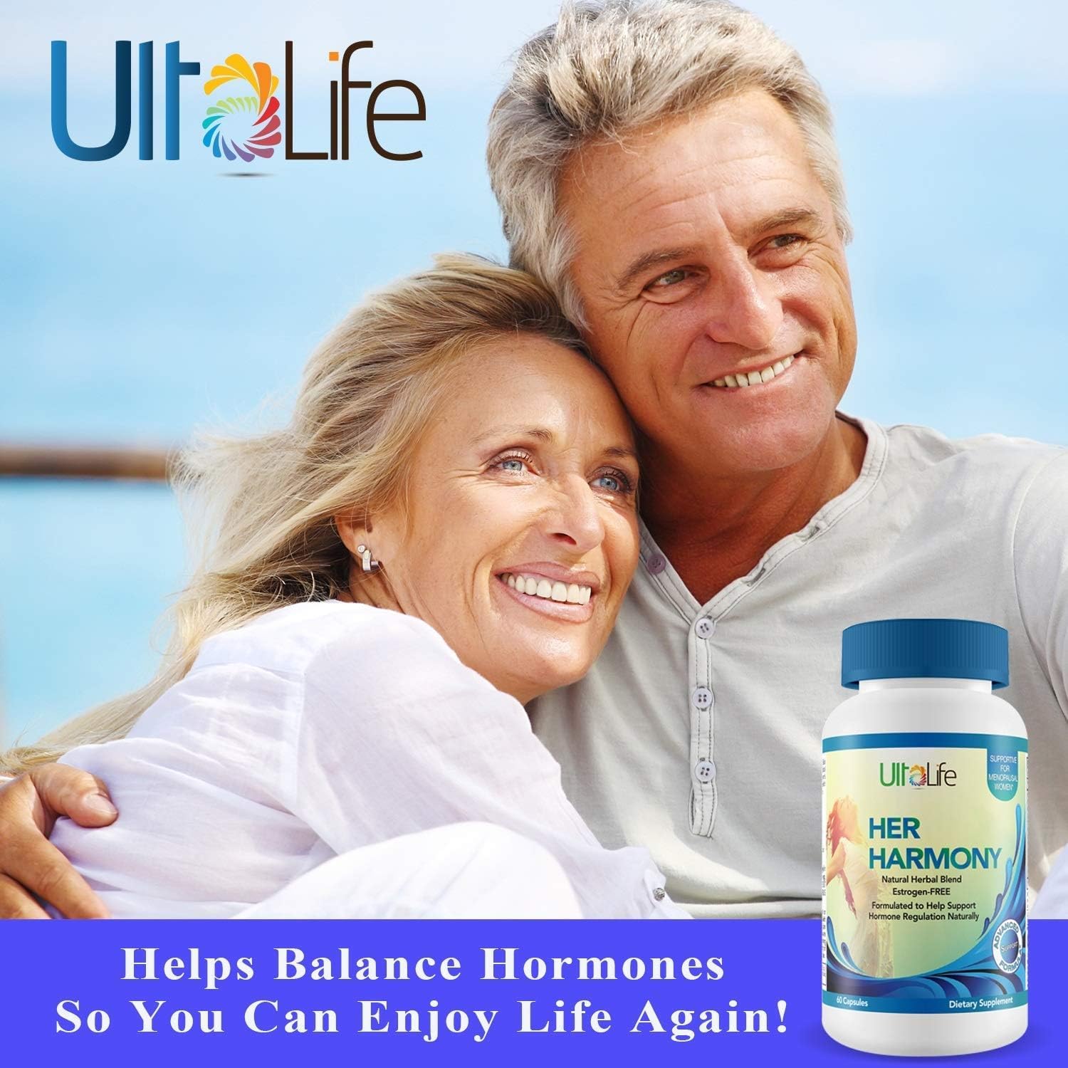 UltaLife Her Harmony Menopause Supplements for Women - Hot Flashes Menopause Relief & Hormone Balance for Women - Contains Black Cohosh, Dong Quai, Red Clover & More - Estrogen Free - 120 Capsules ULTALIFEBuy Supplements Australia