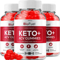 Three bottles of BioFuel Keto+ ACV Gummies on a white background