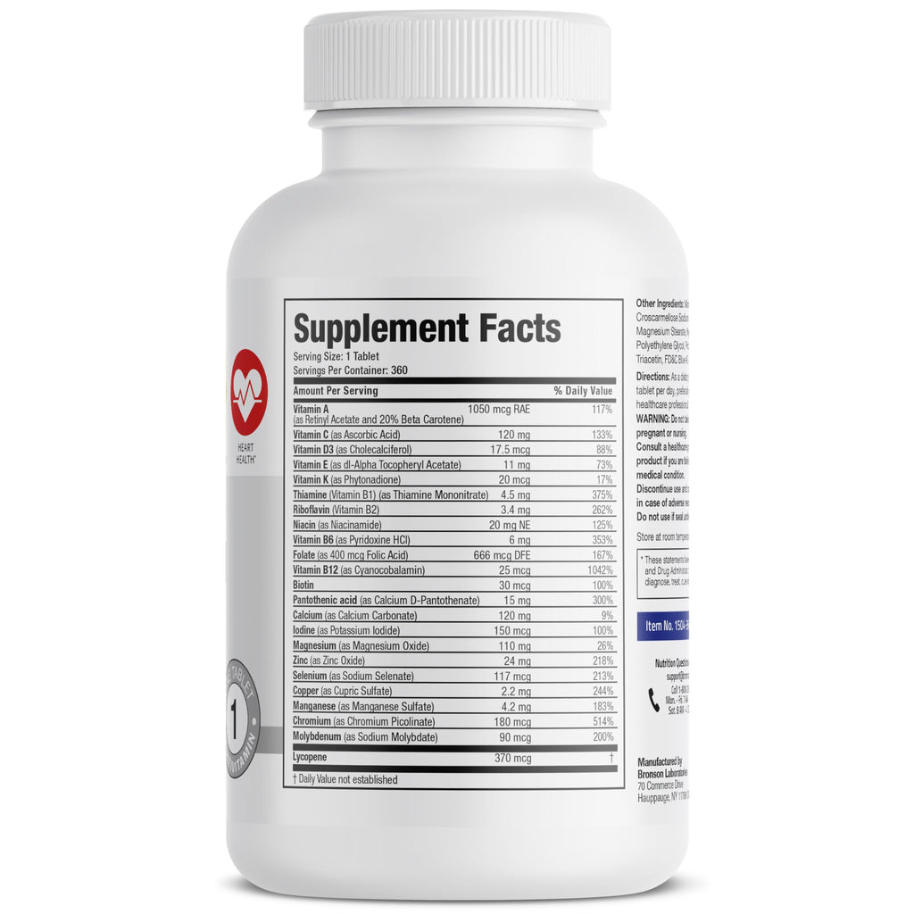 Bronson ONE Daily Mens 50+ Complete Multivitamin Multimineral, 360 Tablets BronsonBuy Supplements Australia