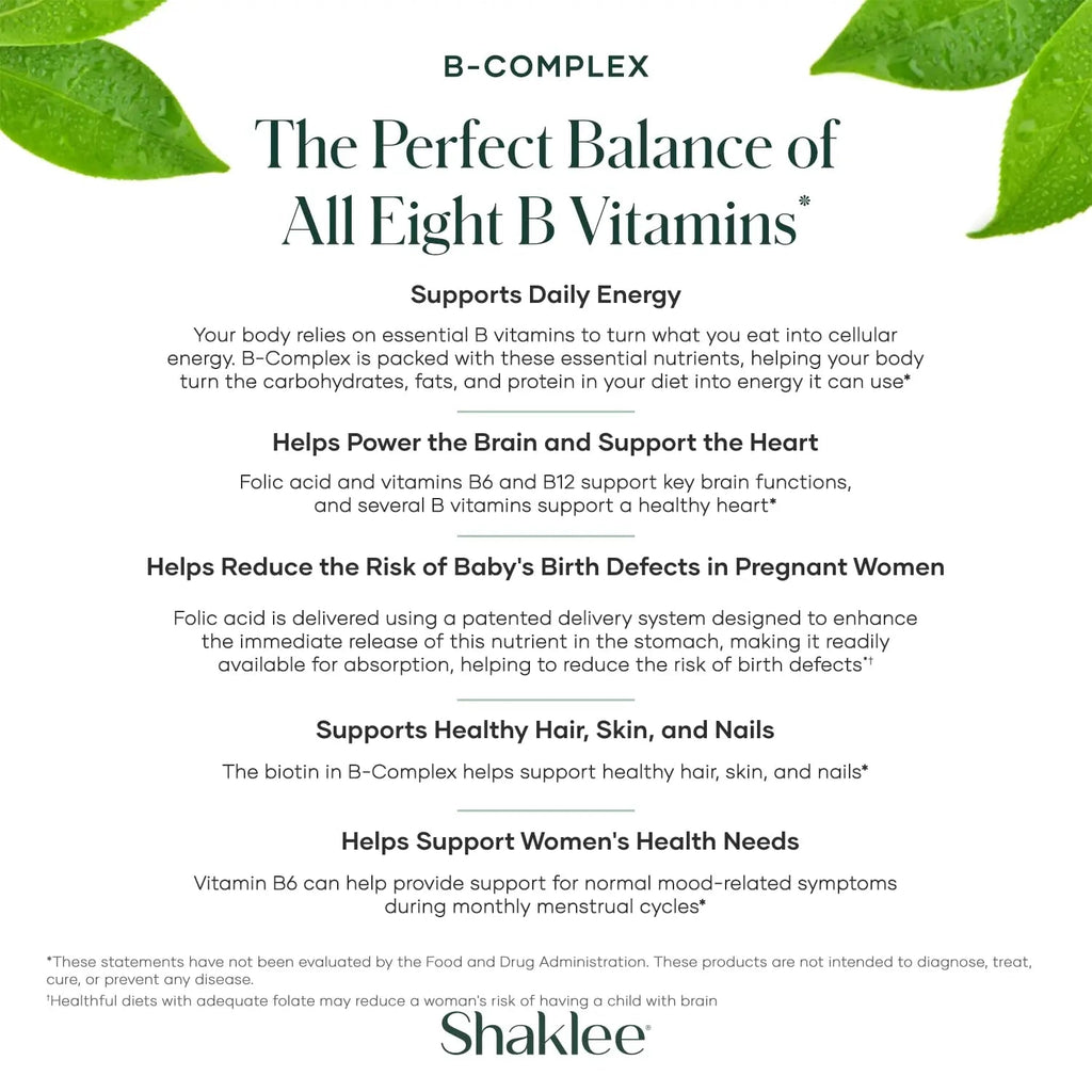 Shaklee - B-Complex- The Ultimate Energy Boost with Patented Bioactivated Absorption System™ - B Vitamins for Enhanced Well-Being ShakleeBuy Supplements Australia