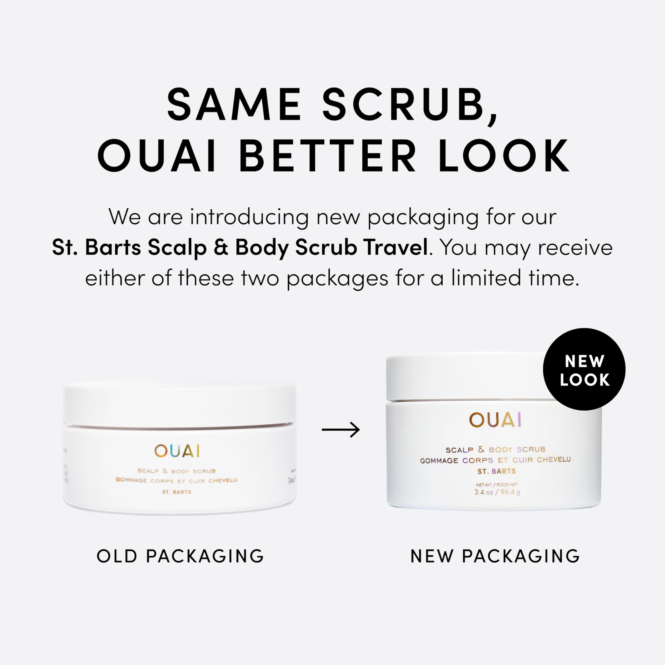 OUAI Scalp & Body Scrub, St. Barts Travel Size - Exfoliating Body Scrub with Sugar & Coconut Oil Blend for Smooth, Moisturized Skin - Gentle Scalp Exfoliator for Removing Product Build Up (3.4 oz) OUAIBuy Supplements Australia