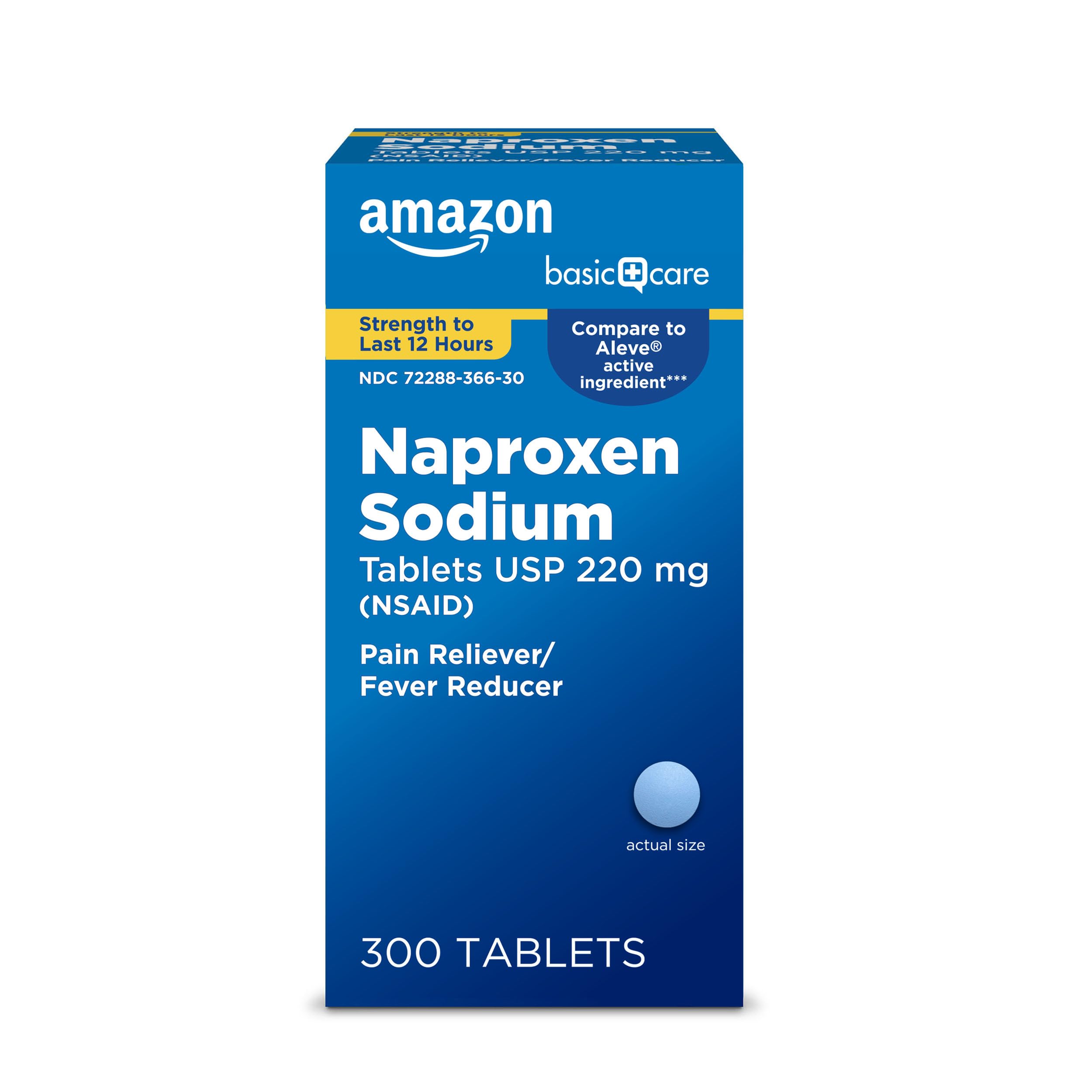Amazon Basic Care Naproxen Sodium Tablets 220 mg, Pain Reliever/Fever Reducer (NSAID), 12-Hour Relief for Headache, Backache, Menstrual Pain, Muscle Aches, Arthritis, 300 Count Amazon Basic Care buy supplements Au