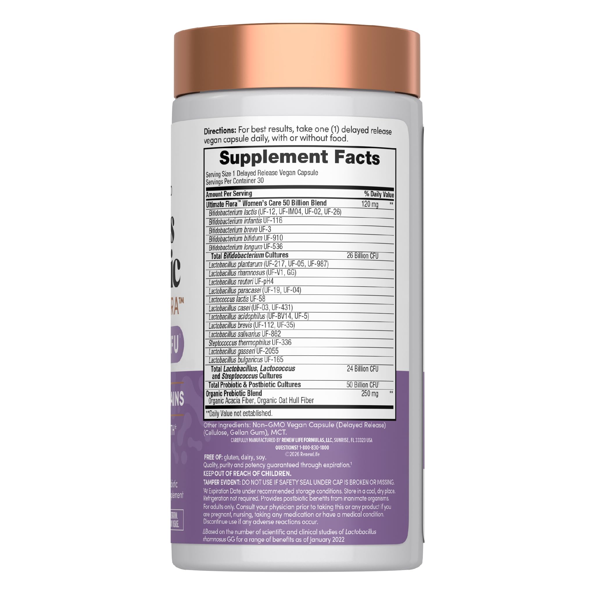 Renew Life Ultimate Flora Probiotics for Women | 50 Billion CFU | 30 Delayed Release Vegan Capsules | Digestive & Vaginal Health | Dairy, Soy and Gluten Free Supplement Renew Life buy supplements Au