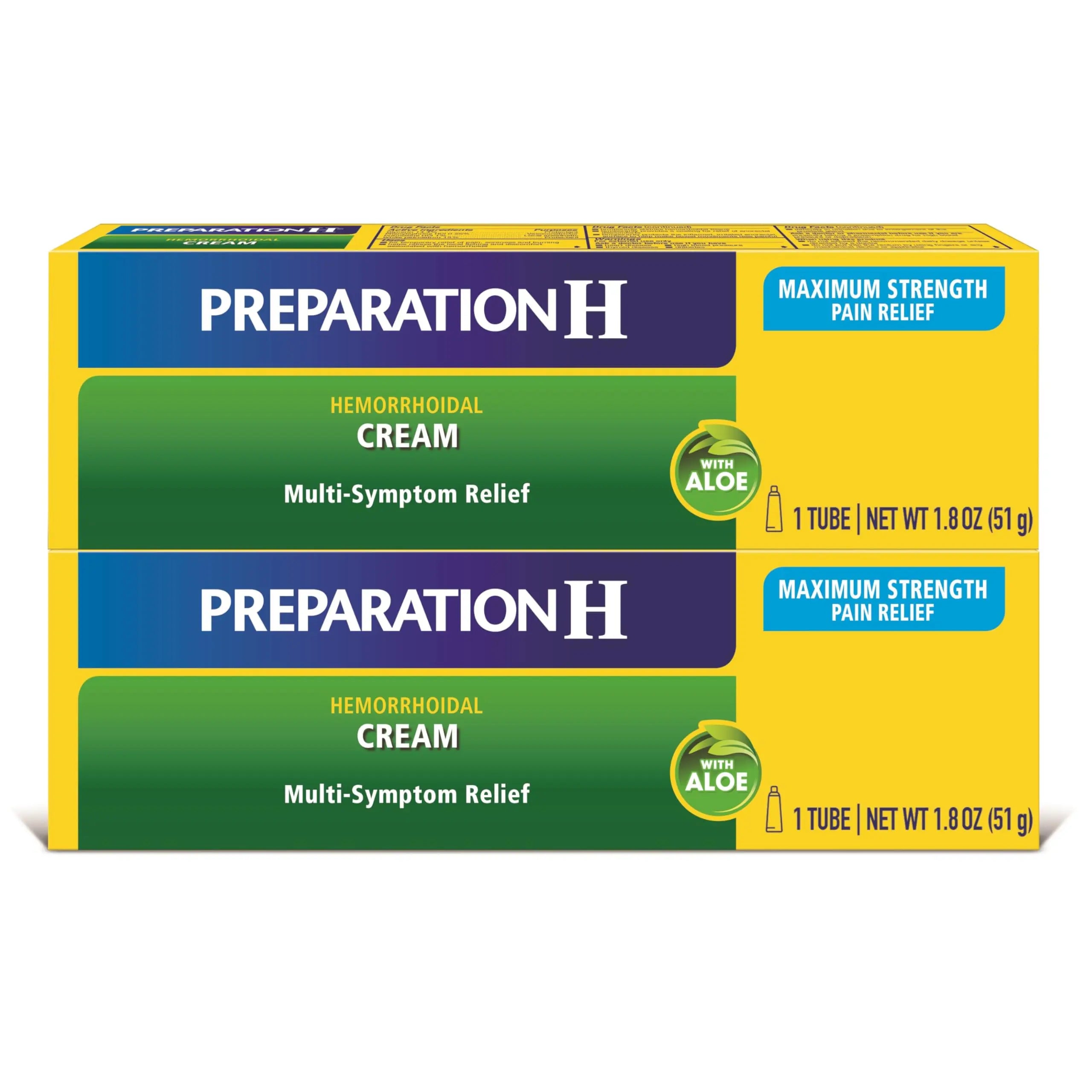 Preparation H Hemorrhoid Symptom Treatment Cream (2 x 1.8 Ounce Tube), Maximum Strength Multi-Symptom Pain Relief with Aloe Preparation HBuy Supplements Australia