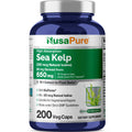 NusaPure Sea Kelp Natural Iodine 325mcg 10:1 Extract, 65 mg Equivalent to 650 mg Capsule 200 Count (Non-GMO, Vegan) NusaPureBuy Supplements Australia