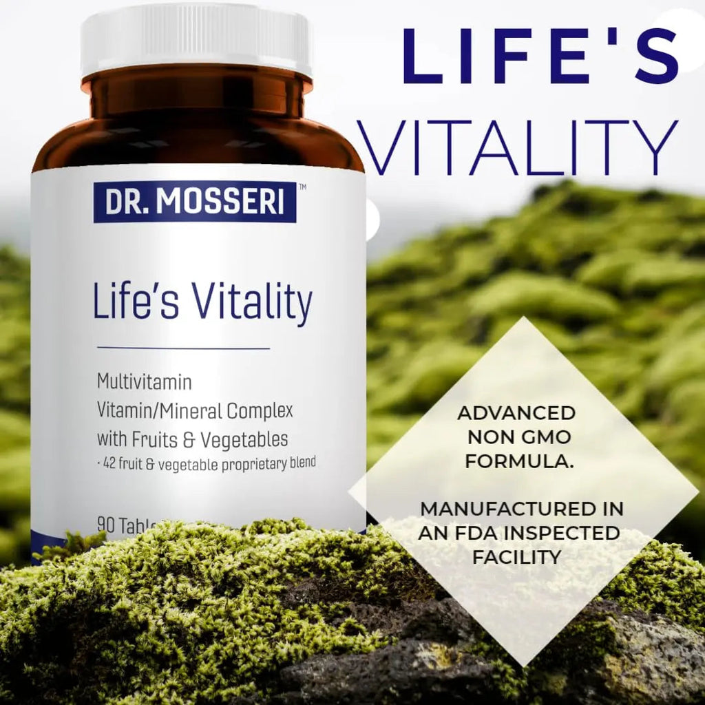 DR. MOSSERI Life's Vitality Vegan Multivitamin for Men & Women – Non-GMO Formula with 42 Fruits and Vegetables, Daily Multivitamin and Mineral Complex DR. MOSSERIBuy Supplements Australia