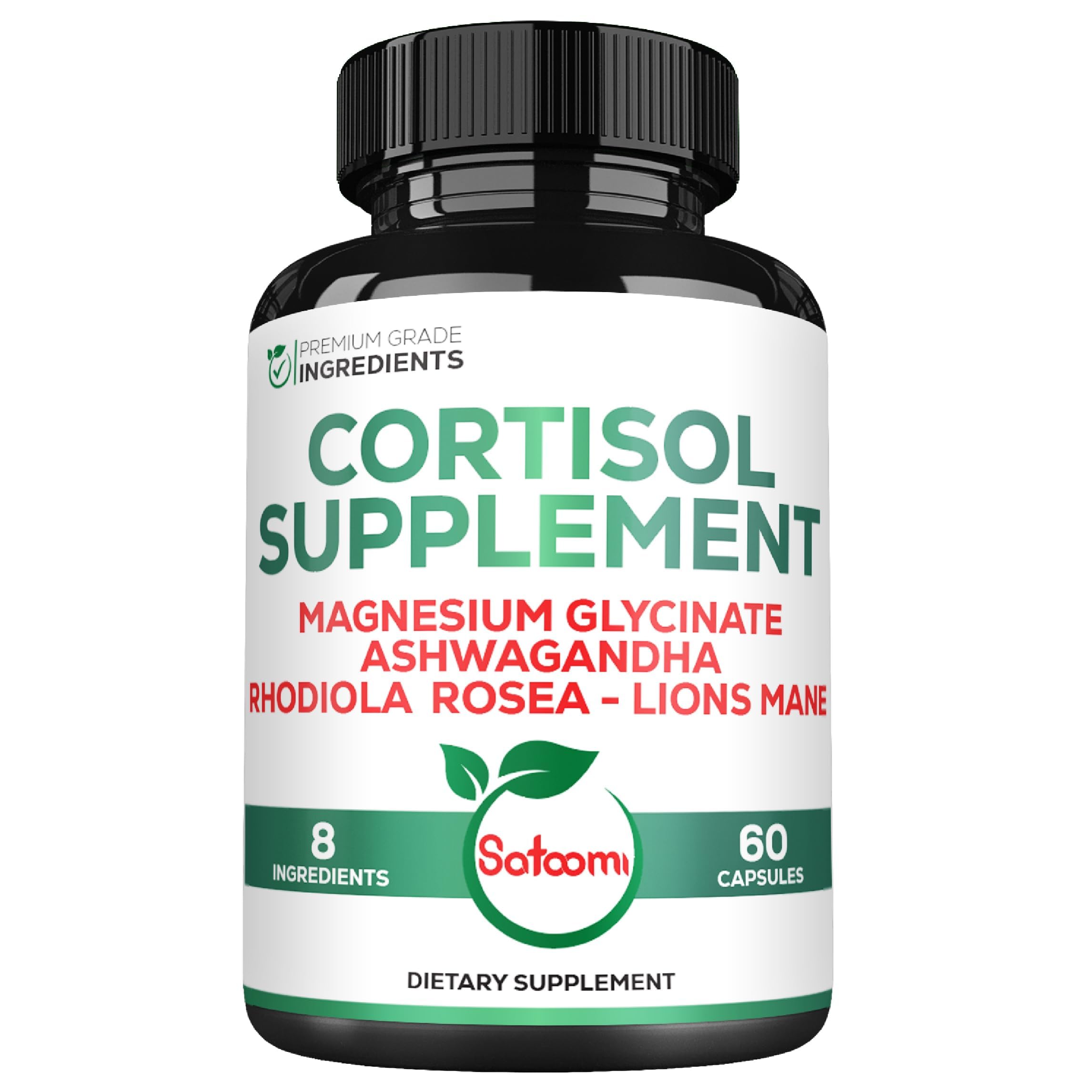 Satoomi 8in1 Cortisol Manager with Magnesium Glycinate, Ashwagandha, Rhodiola Rosea, Lions Mane & More - Cortisol Reducer Supplement Men & Women - 60 Capsules SatoomiBuy Supplements Australia