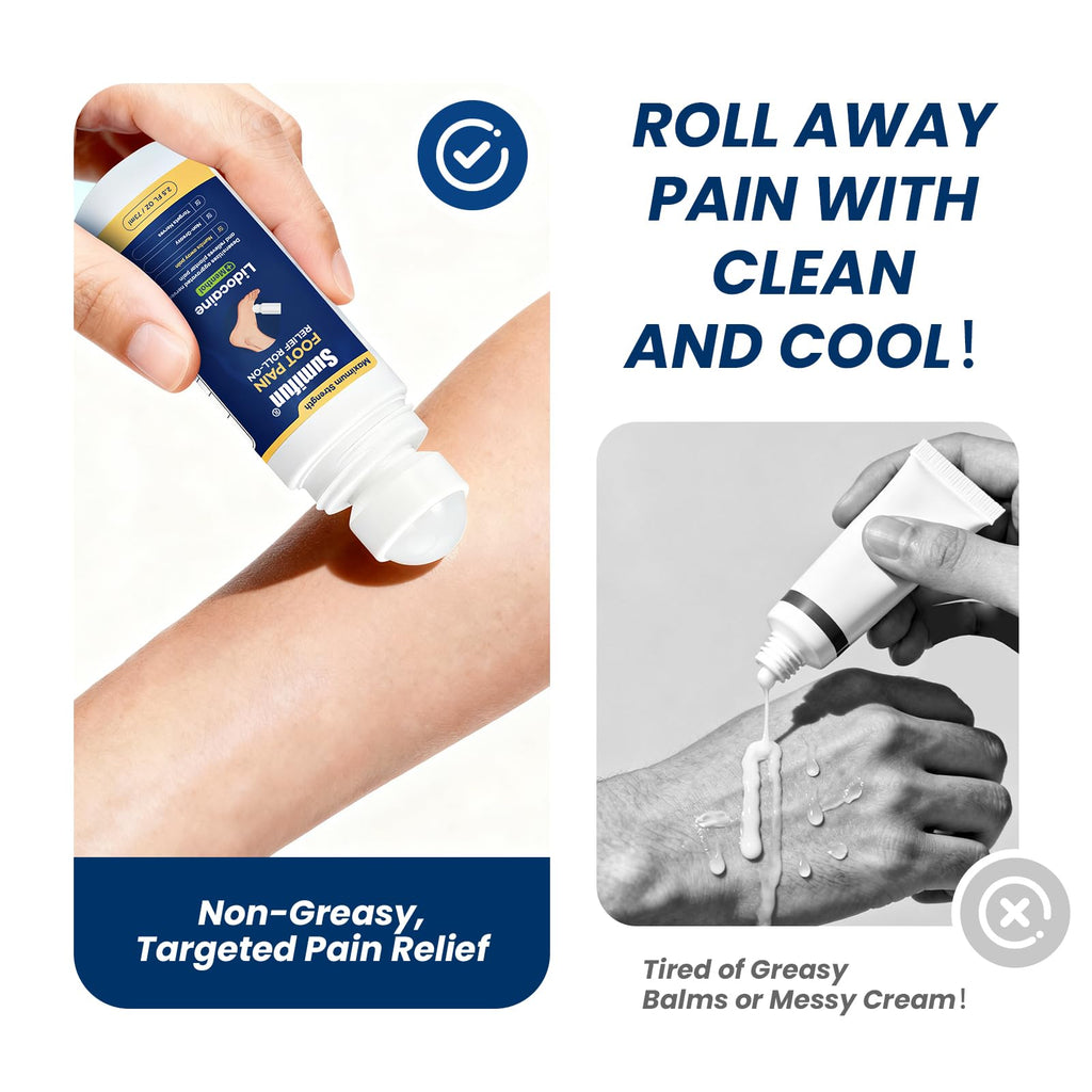 Sumifun Foot Pain Relief Lidocaine Roll-On - Maximum Strength OTC for Plantar Fasciitis & Heel Pain - Fast-Drying, Non-Greasy Formula, 2.5 Fl Oz SumifunBuy Supplements Australia