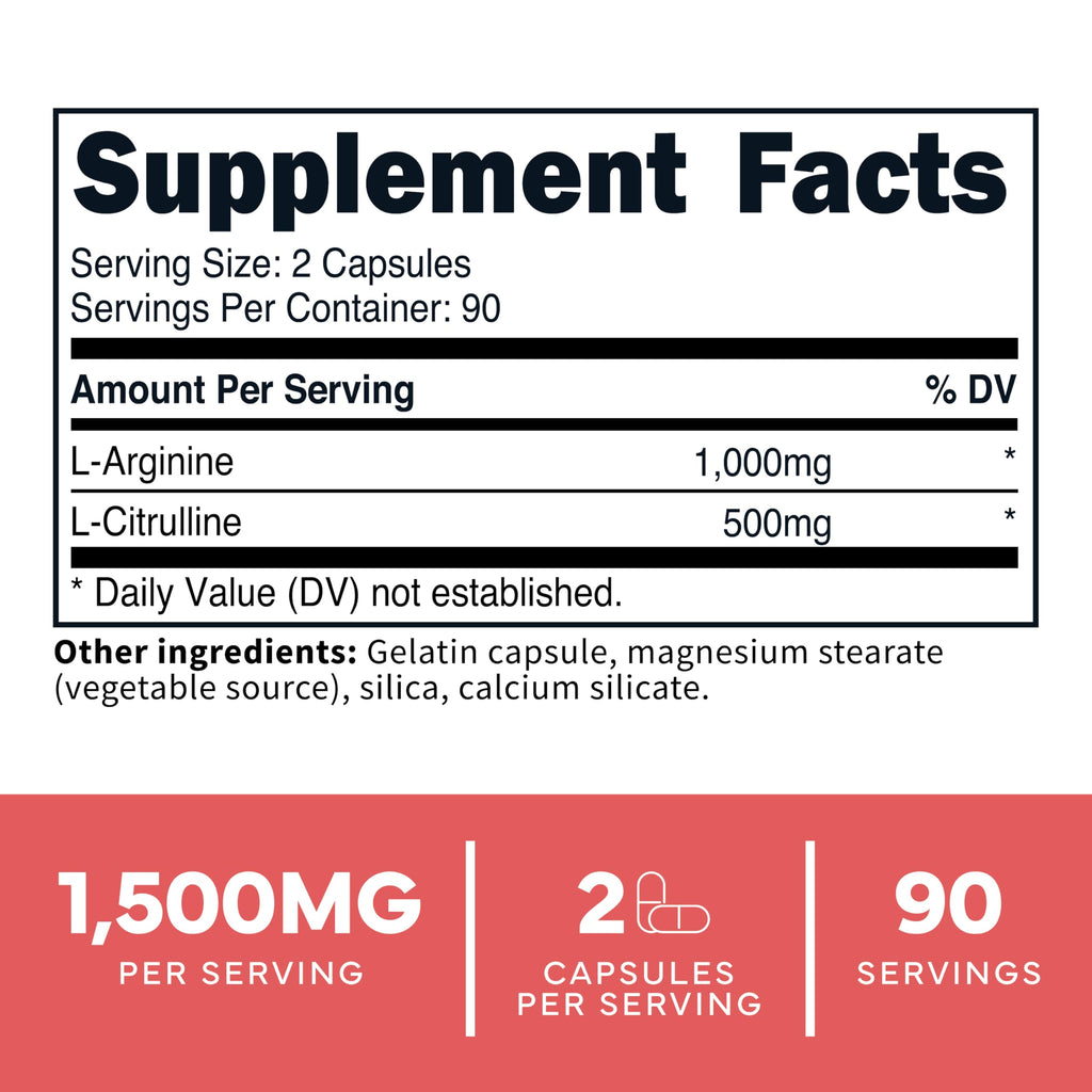 Type Zero L-Arginine + L-Citrulline Supplement (1500mg) - Nitric Oxide Booster - Clean, Keto-Friendly, GMO-Free, 180 Capsules, 90 Servings Type ZeroBuy Supplements Australia