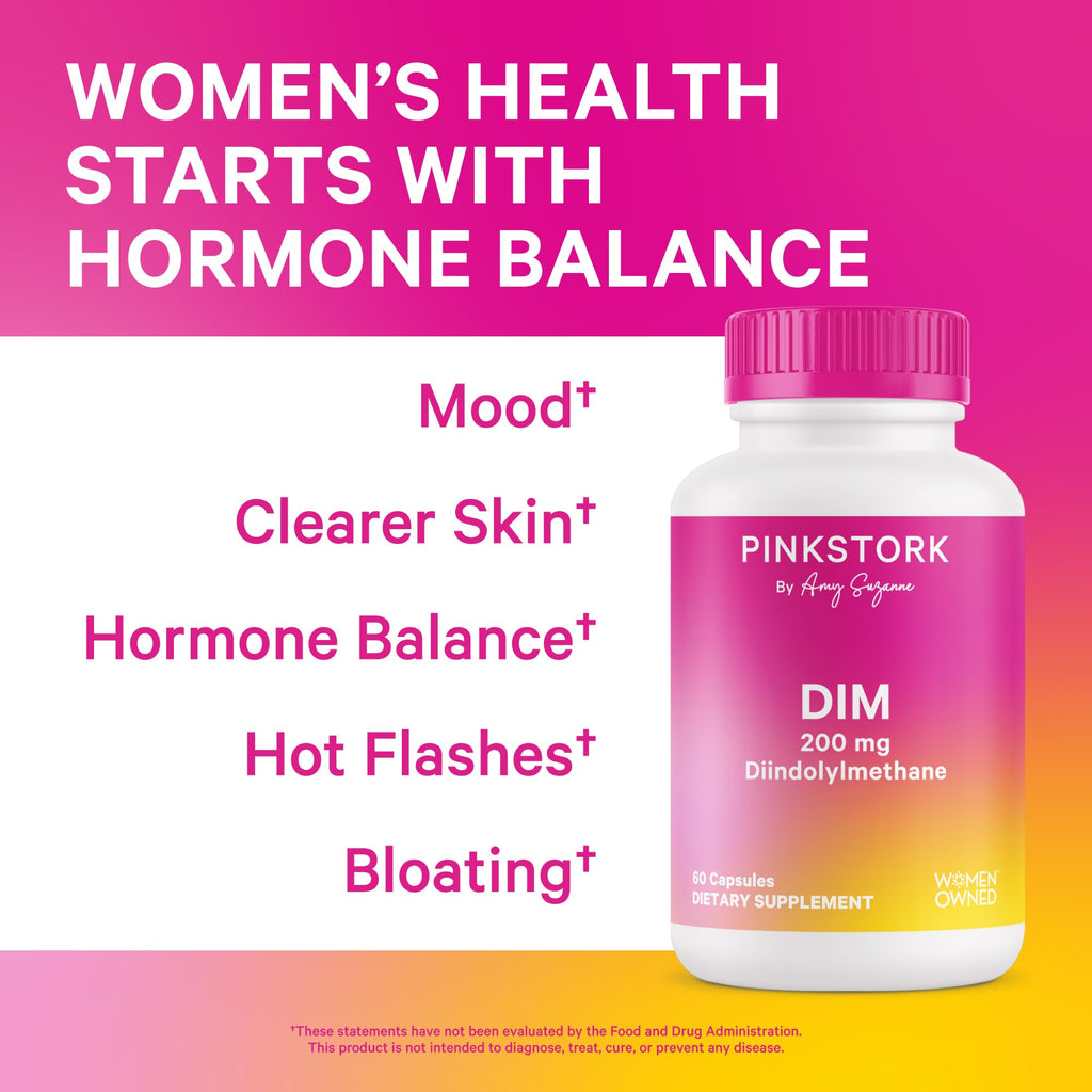 Pink Stork DIM Supplement for Women - Estrogen and Hormone Balance for Menopause, Perimenopause & PMS - DIM 200 mg Plus BioPerine for Mood Support - 60 Day Supply Pink StorkBuy Supplements Australia