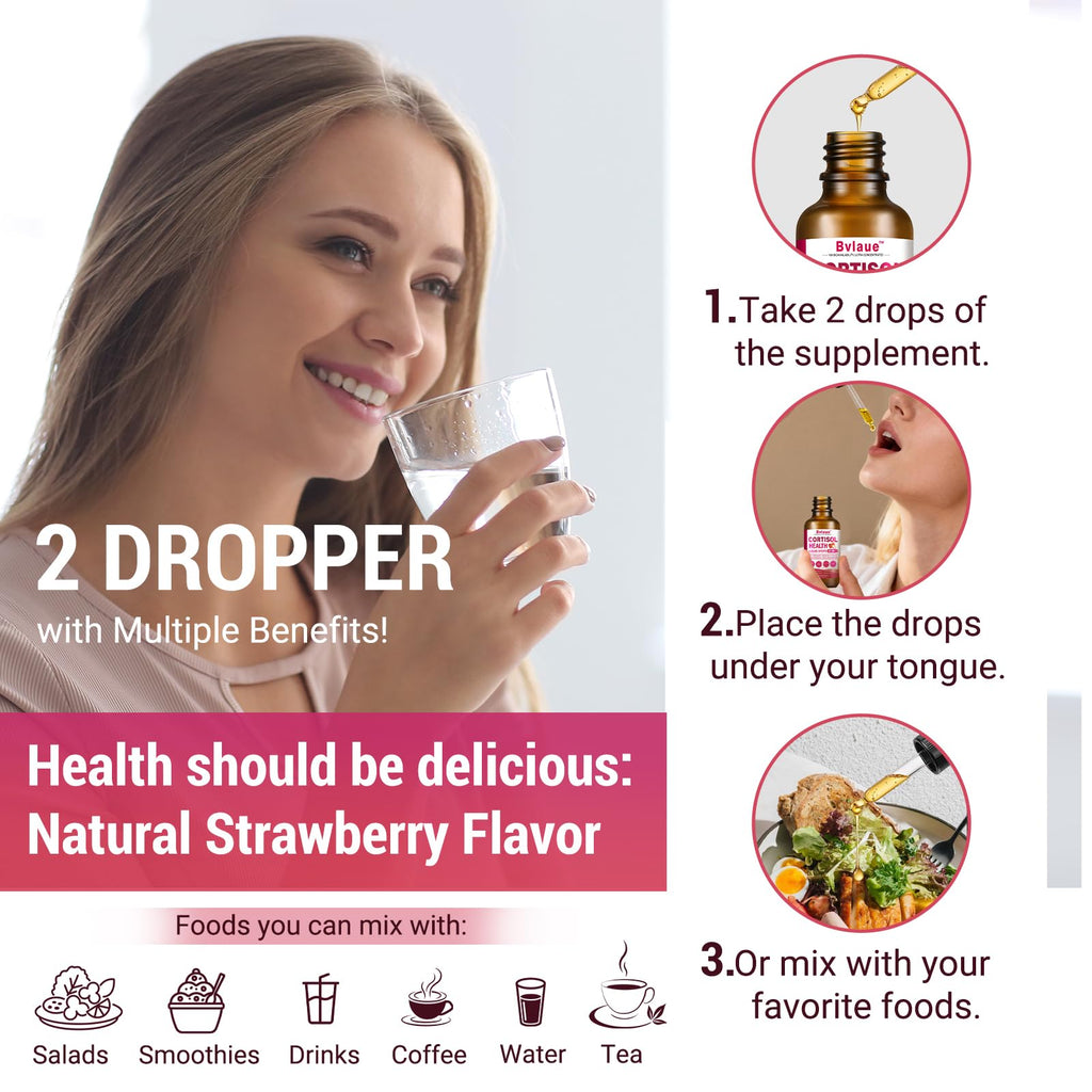 Bvlaue Cortisol Supplements Detox for Women - 20-in-1 Cortisol Reducer,Manager,Lower w/Ashwagandha,Magnesium,L-Theanine,Saffron,Rhodiola for Hormone Balance/Sleep/Stress Relief,Strawberry Flavor BvlaueBuy Supplements Australia