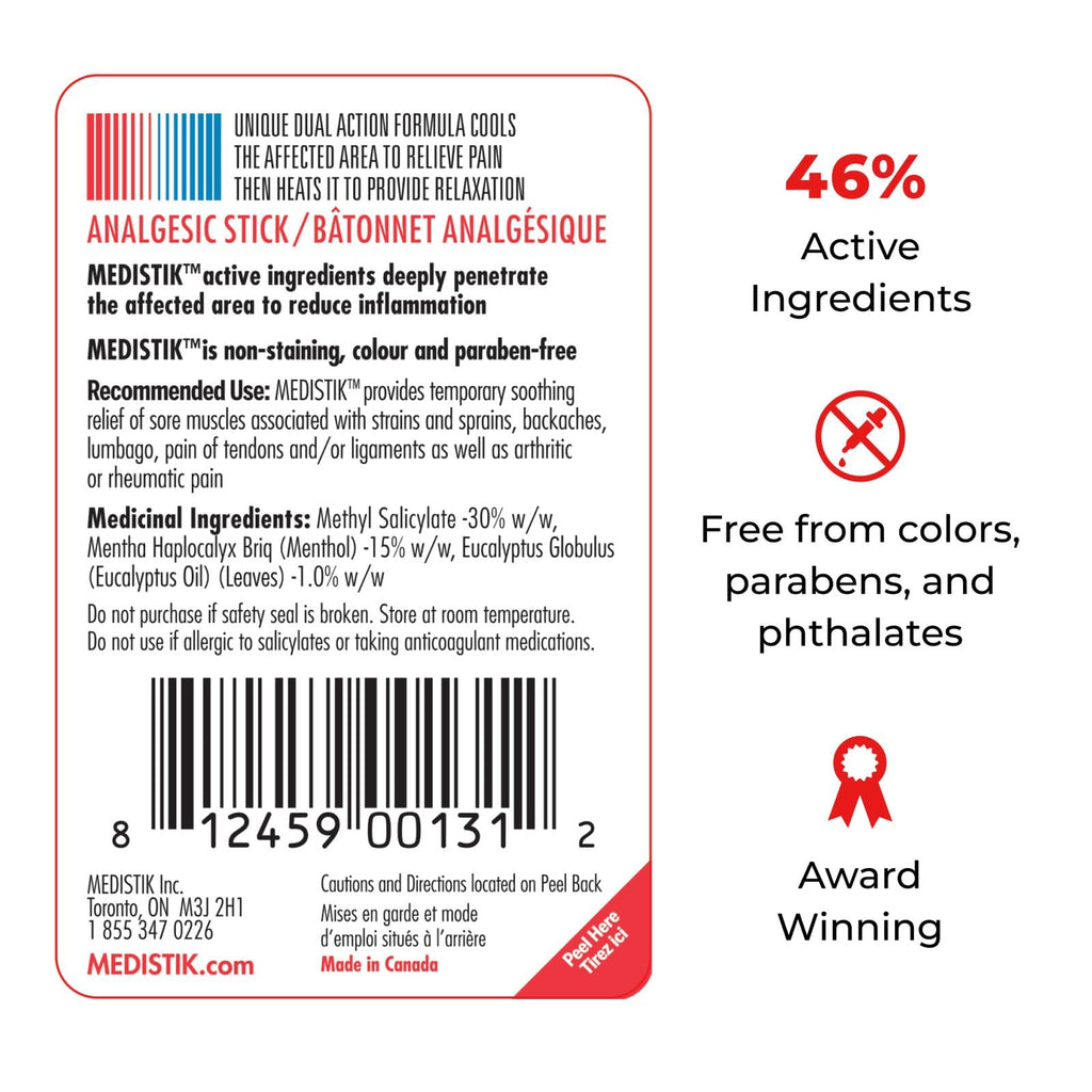 Medistik Extra Strength Pain Relief Stick. Long Lasting Topical Pain Reliever for Backache, Muscle & Joint Pain, 58g (One Pack) MedistikBuy Supplements Australia