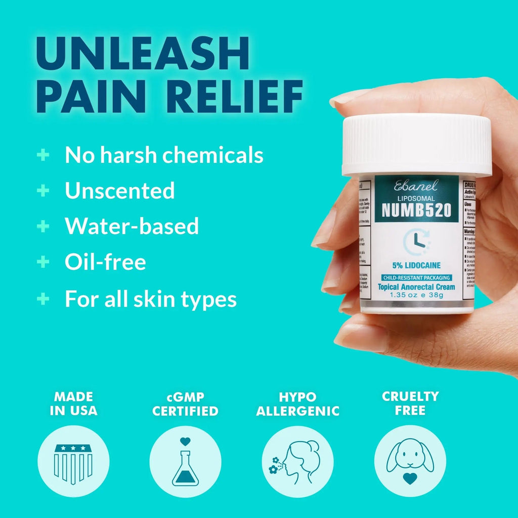 Ebanel 5% Lidocaine Numbing Cream, Pain Relief Burn Itch Numb Cream, Maximum Strength Topical Anesthetic with Allantoin, Vitamin E for Local and Anorectal Uses, Hemorrhoid Treatment, 1.35 Oz EbanelBuy Supplements Australia