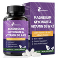Magnesium Glycinate 600mg Vitamin D3 K2 Supplement with Vitamin C, Zinc, & Aloe Vera - Bone Support, Energy & Mood Manage & Sleep Health for Men & Women, Non-GMO, Vegan, 120 Capsules FemmetraBuy Supplements Australia