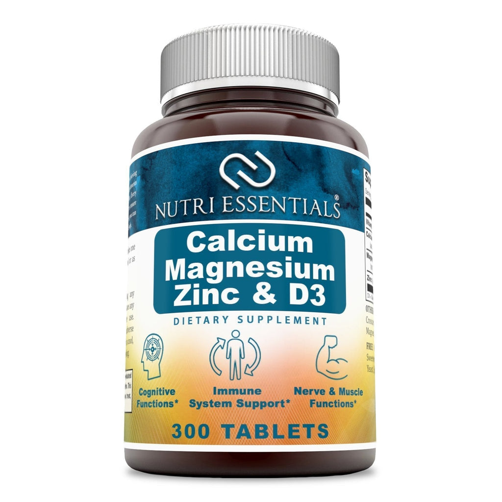 Nutri Essentials Calcium Magnesium Zinc + Vitamin D3 Tablets- Promotes Strong Bones & Teeth, Support Nerve & Muscle Function* (300 Count) Nutri EssentialsBuy Supplements Australia