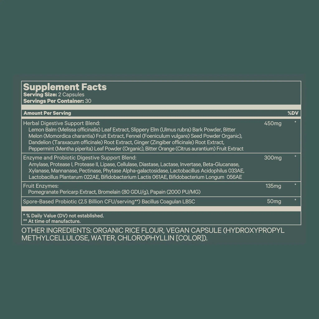 Juna Digestive Enzymes + Probiotic — 3-in-1 Daily Gut Support for Bloat Relief, Smooth Digestion & Microbiome Balance | 15 Enzymes, 5 Probiotics, 8 Botanicals | Vegan, 3rd-Party Tested | 60 Capsules Juna buy supplements Au