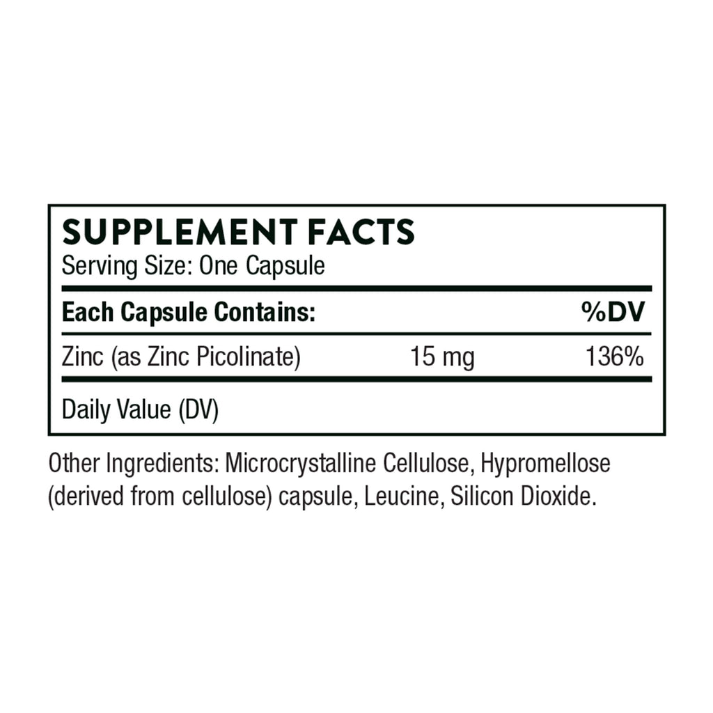 Thorne Zinc Picolinate 15mg - Highly Absorbable Zinc Supplement - Supports Wellness THORNEBuy Supplements Australia