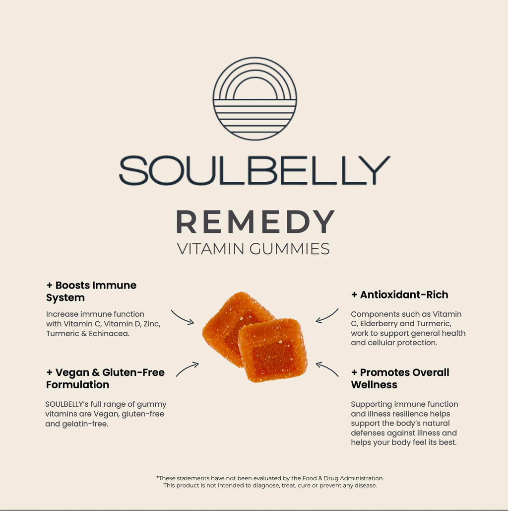 SOULBELLY Super Immunity | Remedy Vitamin Gummies for Immune Support | Vegan | Gluten-Free | Non-GMO | 60 Count SOULBELLY buy supplements Au