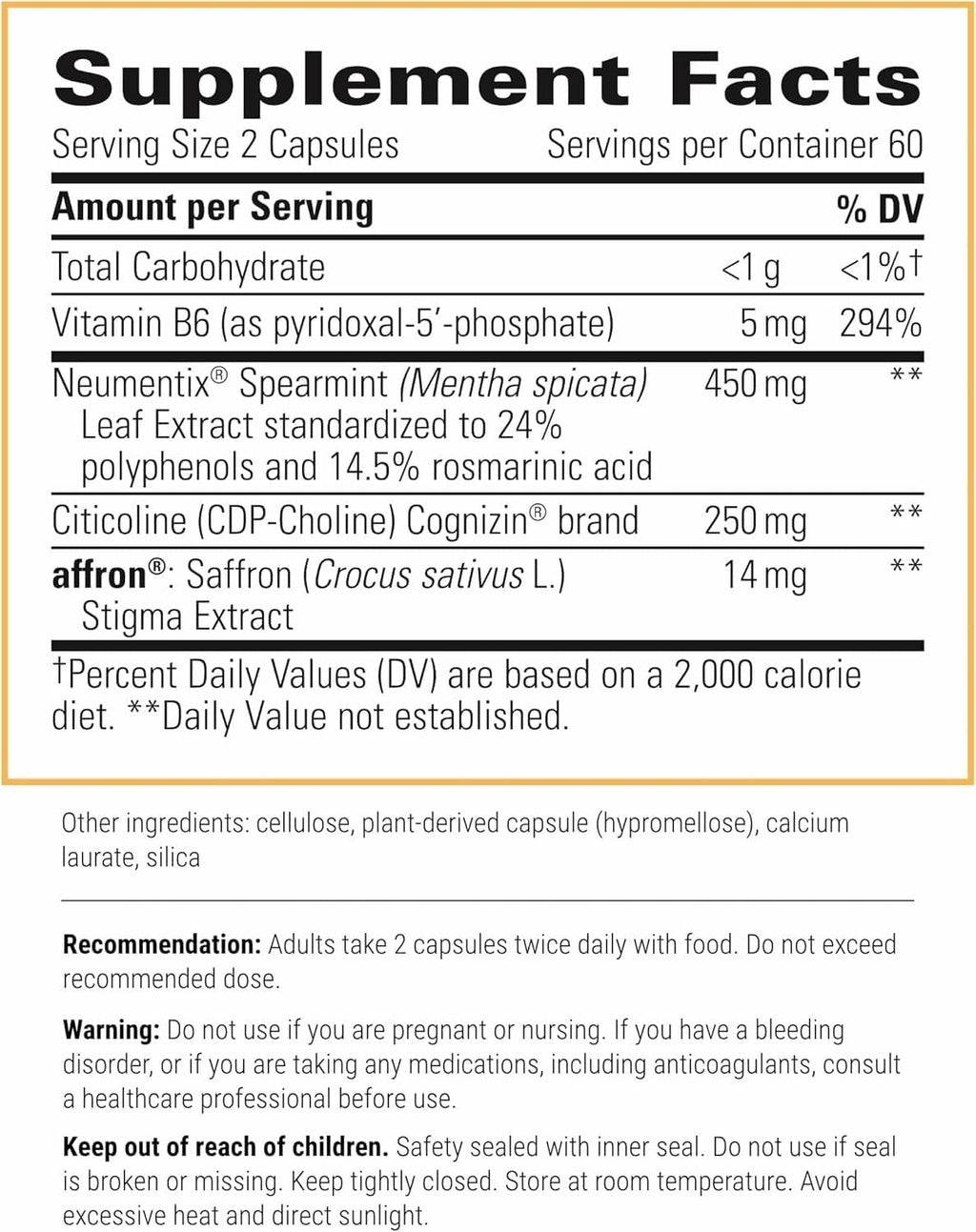 Integrative Therapeutics Neurologix - Brain Health Supplement* - Non-Stimulant Nootropic Supplement for Focus* - Memory Support* - Vegan, Gluten-Free & Dairy-Free - 120 Capsules (60 Servings) Integrative TherapeuticsBuy Supplements Australia