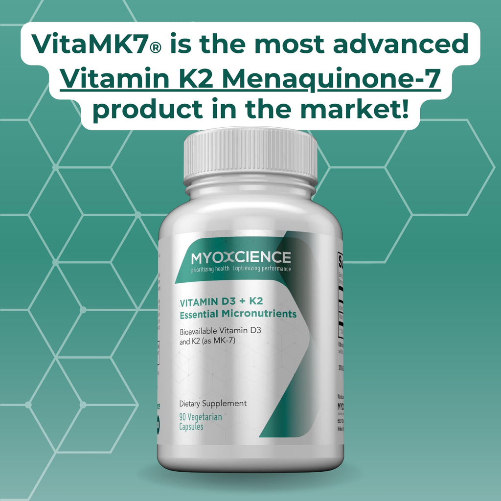 MYOXCIENCE Vitamin D3 + K2 Essential Micronutrients | Vitamin D3 5,000 IU | Vitamin K2 as MK-7 90 mcg (90 Vegetarian Capsules) MYOXCIENCE buy supplements Au