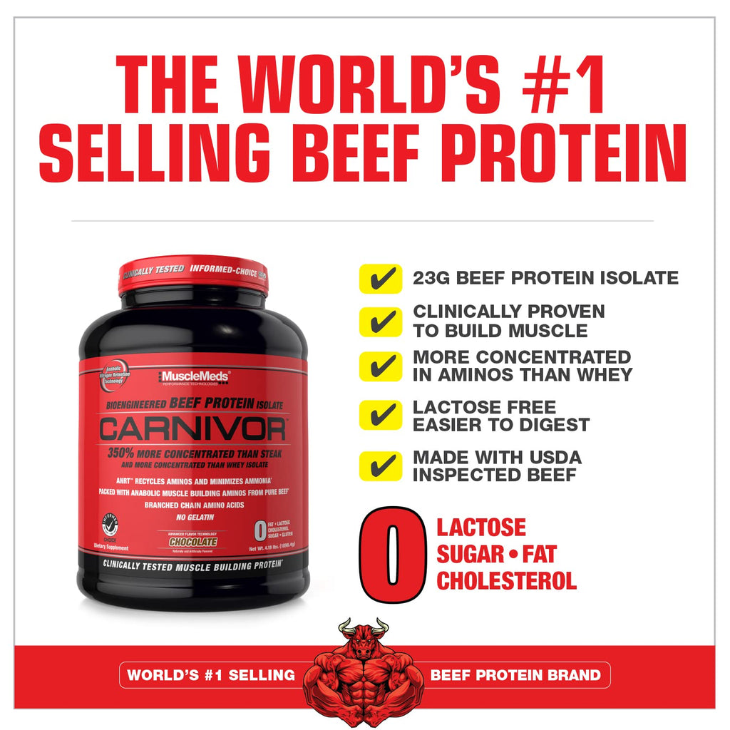 MuscleMeds, Carnivor Beef Protein Isolate Powder 56 Servings, Chocolate, 72 Ounce MuscleMedsBuy Supplements Australia
