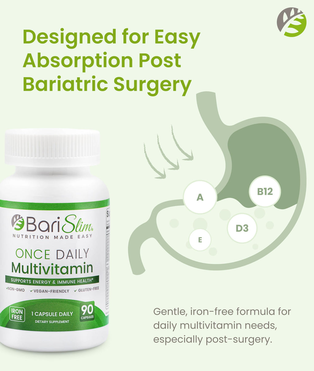 BariSlim Once Daily Bariatric Multivitamin Capsule - Iron-Free Formula - Bariatric Vitamin and Supplement for Post Surgery, Including Gastric Bypass and Gastric Sleeve | 90-Day Supply BariSlim buy supplements Au