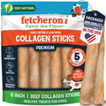 FETCHERONI 6" Collagen Sticks for Dogs – Low Odor Long-Lasting Bully Stick & Rawhide Alternative, Single Ingredient Beef Bone, High Protein Dental Treat, Vet Approved, Improves Joint Health – 5 Pack FETCHERONIBuy Supplements Australia