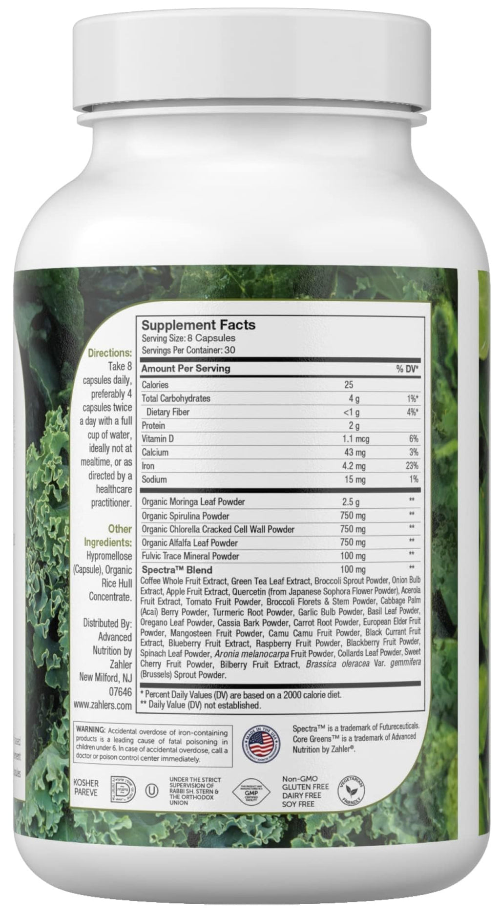 Zahler Core Greens, Superfood Greens Capsules, Super Greens with Spirulina, Chlorella, Spectra Blend and More, Kosher, 240 Capsule (240 Capsules) ZahlerBuy Supplements Australia