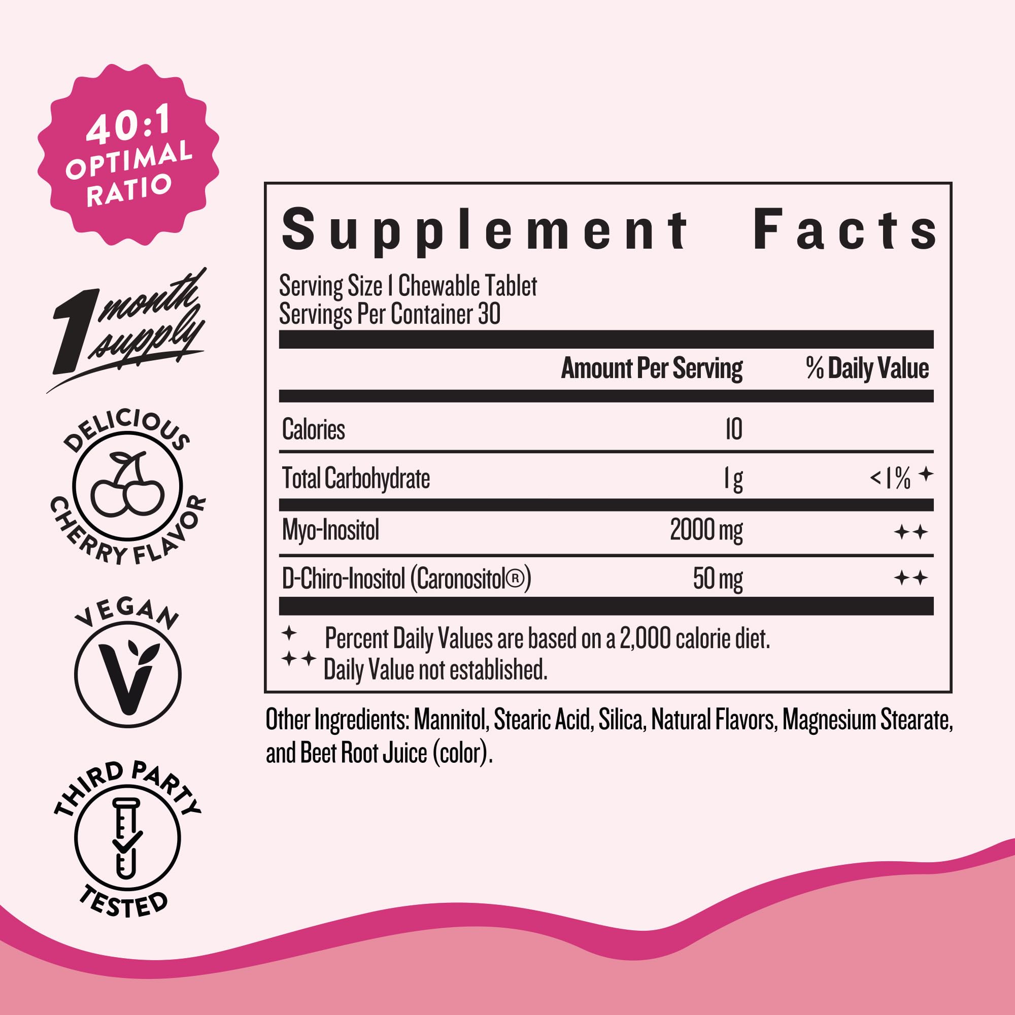 Legendairy Milk Myo-Inositol & D-Chiro Inositol Supplement for Women, 40:1 Ratio, PCOS & Fertility Support, Hormone Balance, Sugar Free Vegan Chewable Tablets, Cherry Flavor, 30 Day Supply Legendairy MilkBuy Supplements Australia