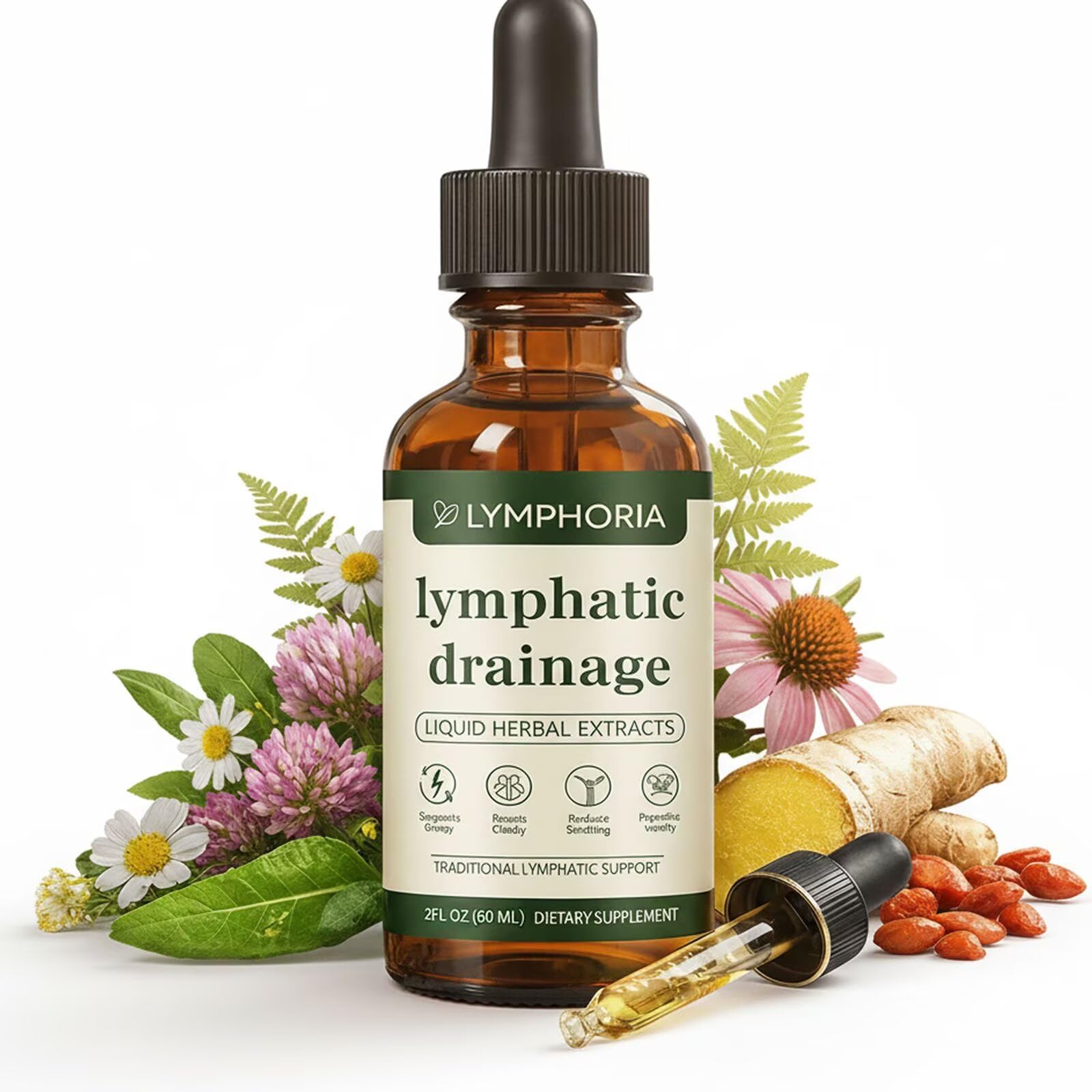 BUN BONS Lymphoria Lymphatic Drainage Wellness Drops, Natural Herbal Blend for Lymphatic System Support, Vegan & Non-GMO, 1 Fl Oz (1) (1) BUN BONS buy supplements Au