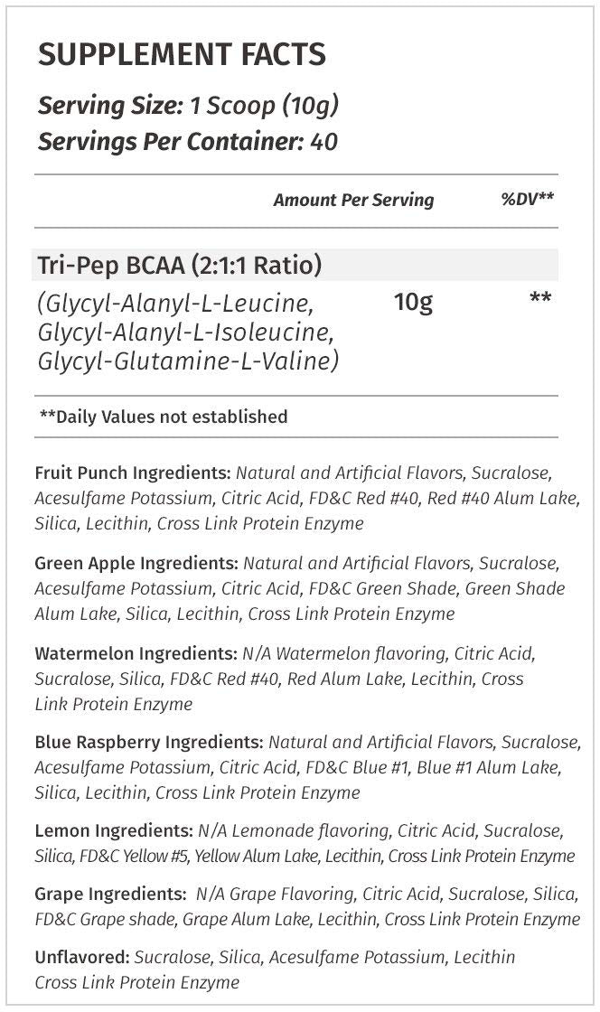 Metabolic Nutrition - TRIPEP - Tri-Peptide Branch Chain Amino Acid, BCAA Powder Metabolic NutritionBuy Supplements Australia
