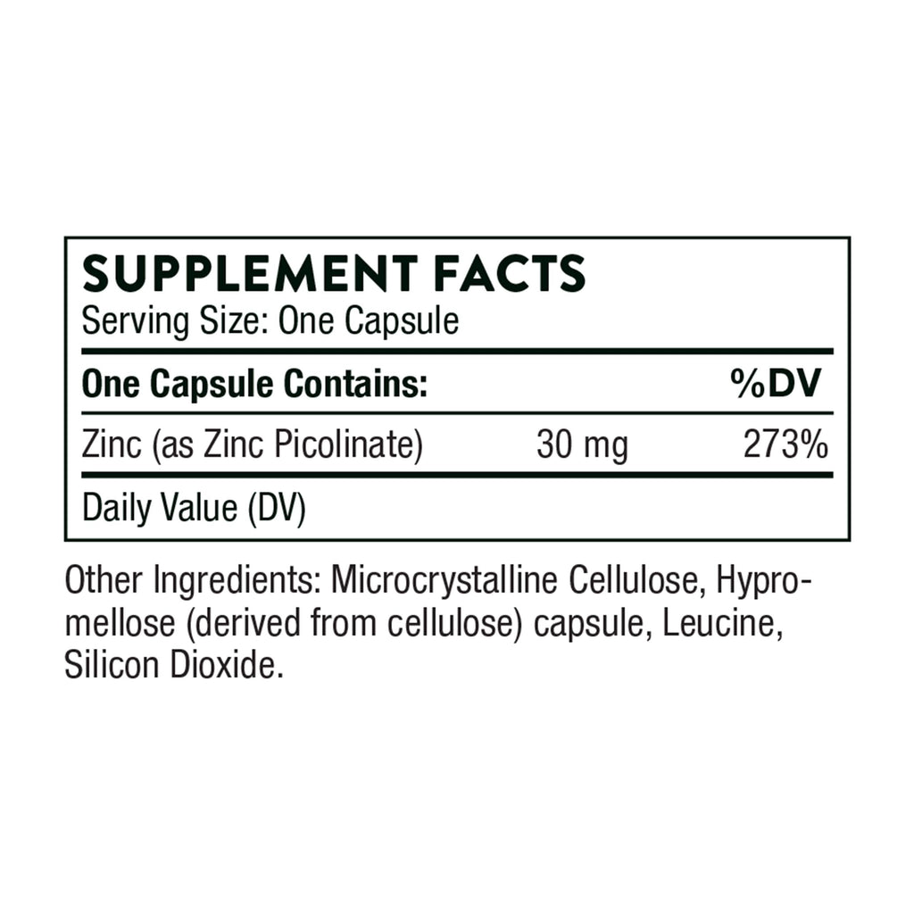 Thorne Zinc Picolinate 30 mg - Well-Absorbed Zinc Supplement for Growth and Immune THORNEBuy Supplements Australia