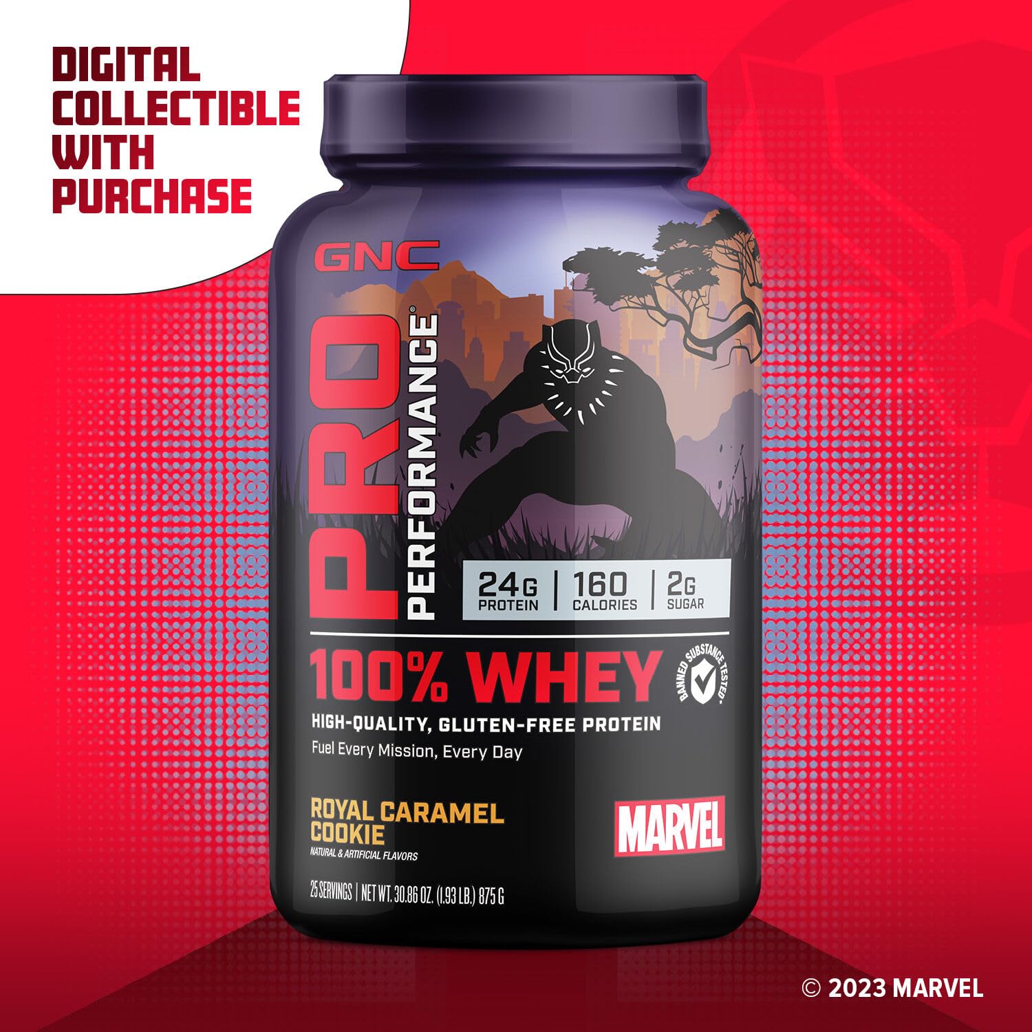 GNC Pro Performance 100% Whey - Marvel: Royal Caramel Cookie - 25 Servings GNCBuy Supplements Australia