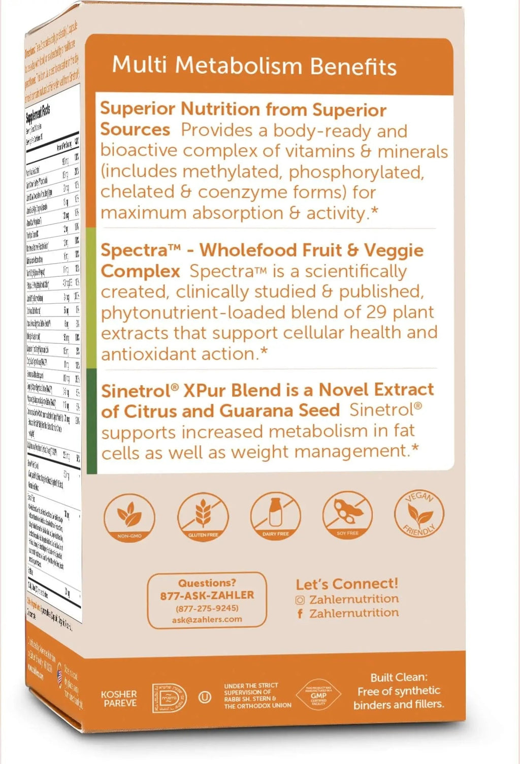 Zahler Multivitamin Metabolism + Weight Management Support for Women and Men with Iron, Certified Kosher, 60 Capsules Zahler