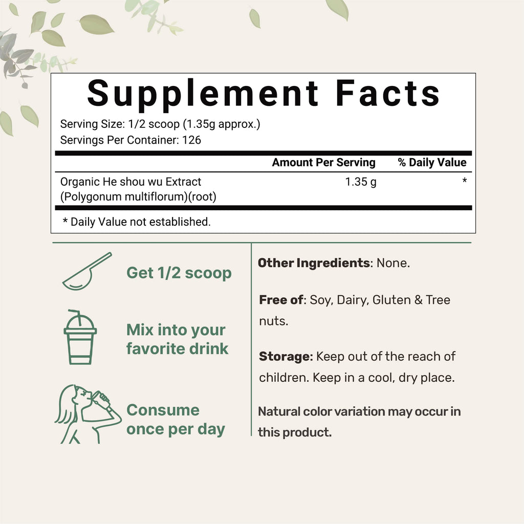 Organic He Shou Wu, Pure Fo Ti Extract Powder, 6 Ounce, Prepared Foti Steaming Micro IngredientsBuy Supplements Australia