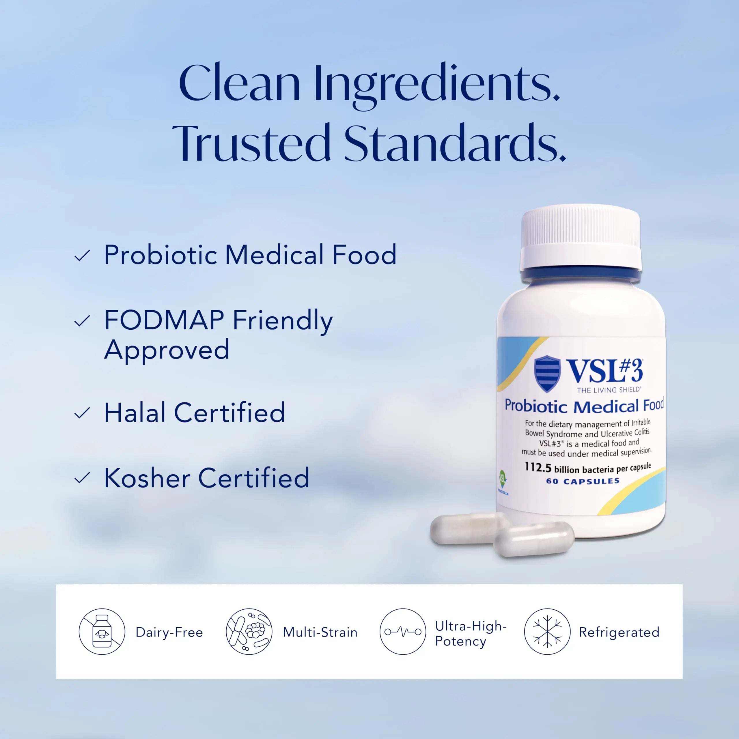 VSL#3® Probiotics for Digestive Health, IBS & UC Symptoms - 112.5B CFUs, High-Potency, Multi-Strain, Live, Refrigerated Probiotic, Medical Food for Gut Health Support in Men & Women, 60 Capsules VSL #3Buy Supplements Australia