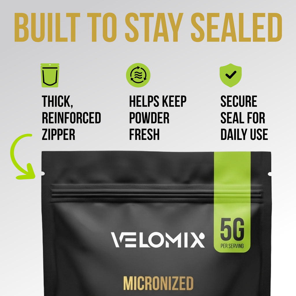 VELOMIX Micronized Creatine Monohydrate Powder - 100% Pure Creatine Powder Unflavored and Easy to Mix | Supports Muscle Growth, Recovery, and Strength | 5000mg Per Serv (5g) - 60 Servings VELOMIXBuy Supplements Australia