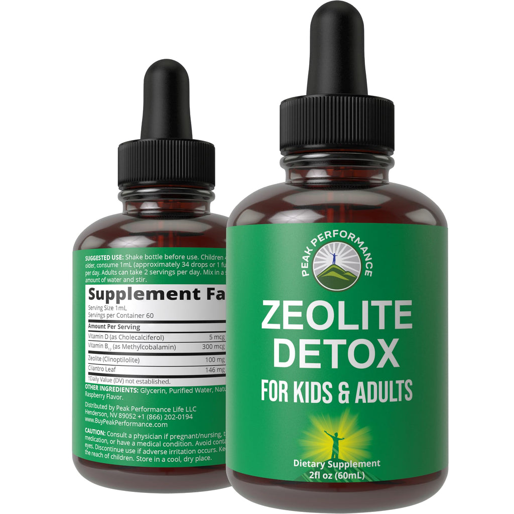 Zeolite Detox for Kids & Adults with Cilantro. Volcanic Mineral from Idaho USA. Zeolite Clinoptilolite Liquid Drops Gentle Cleanse Supplement with Vitamins B12 & D. Support Focus, Energy, Gut, Speech Peak PerformanceBuy Supplements Australia