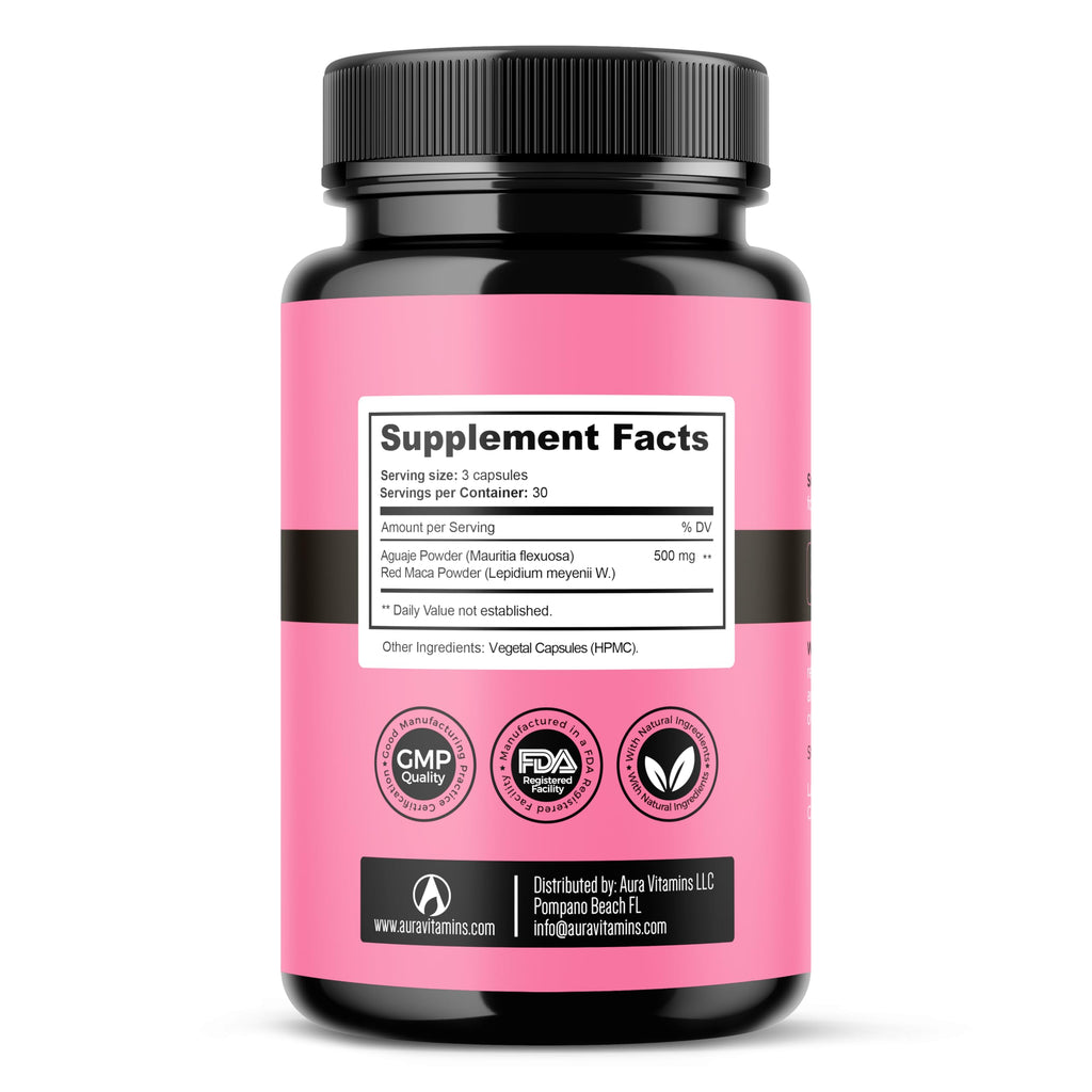 Fertili-t Female (90 Caps) Natural Fertility Support, Hormonal Balance & Prenatal Vitamins for Women, Conception Support, Natural Fertility Supplement with Aguaje & Red Maca (30-Day Supply) (1) AURA VITAMINS buy supplements Au