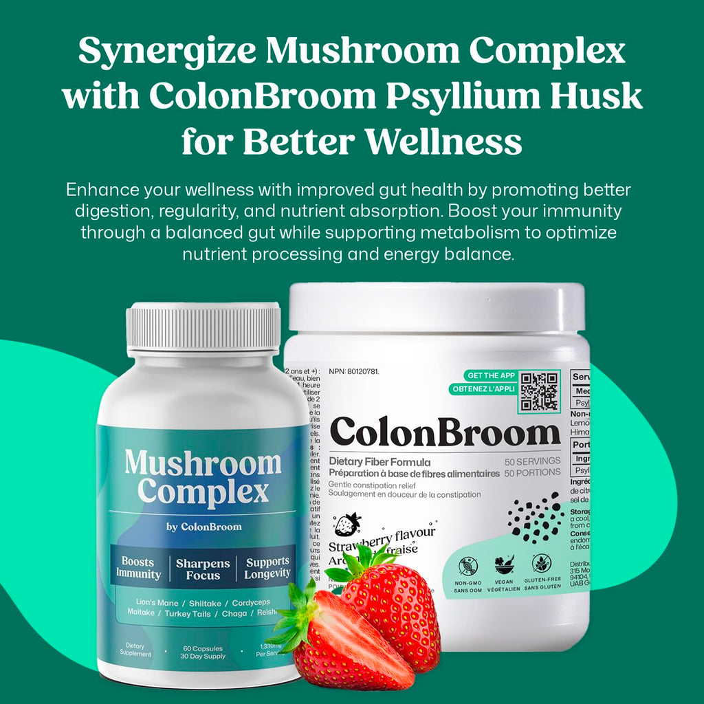 ColonBroom Mushroom Complex, Powerful Mushroom Blend with Cordyceps, Reishi, Shiitake, Lion’s Mane Extract for Energy, Immunity, Stress Relief & Cognitive Health - 60 Capsules, 30 Day Supply ColonBroomBuy Supplements Australia