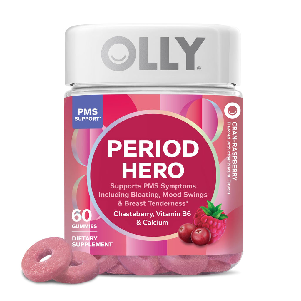 OLLY Period Hero Gummies, PMS Support Supplement,* Chasteberry, Vitamin B6, Calcium, Cran-Raspberry Flavor, 30 Day Supply - 60 Count OLLYBuy Supplements Australia