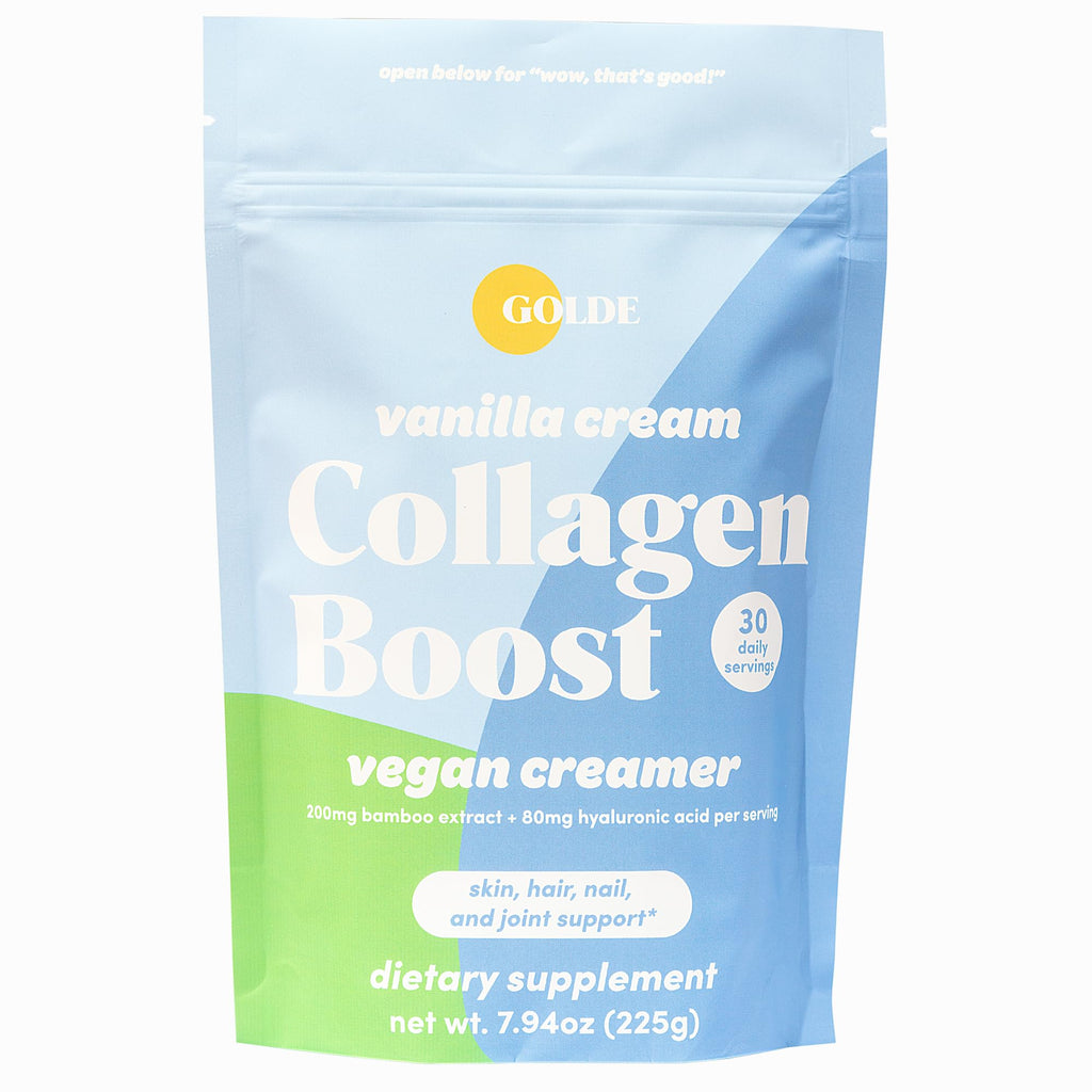 GOLDE - Collagen Boost Vegan Creamer - Vanilla Cream - Plant Based Collagen Supplement w/Hyaluronic Acid, Biotin, & Bamboo Extract - Supports Hair, Skin, & Nail Health - 30 Servings GOLDEBuy Supplements Australia