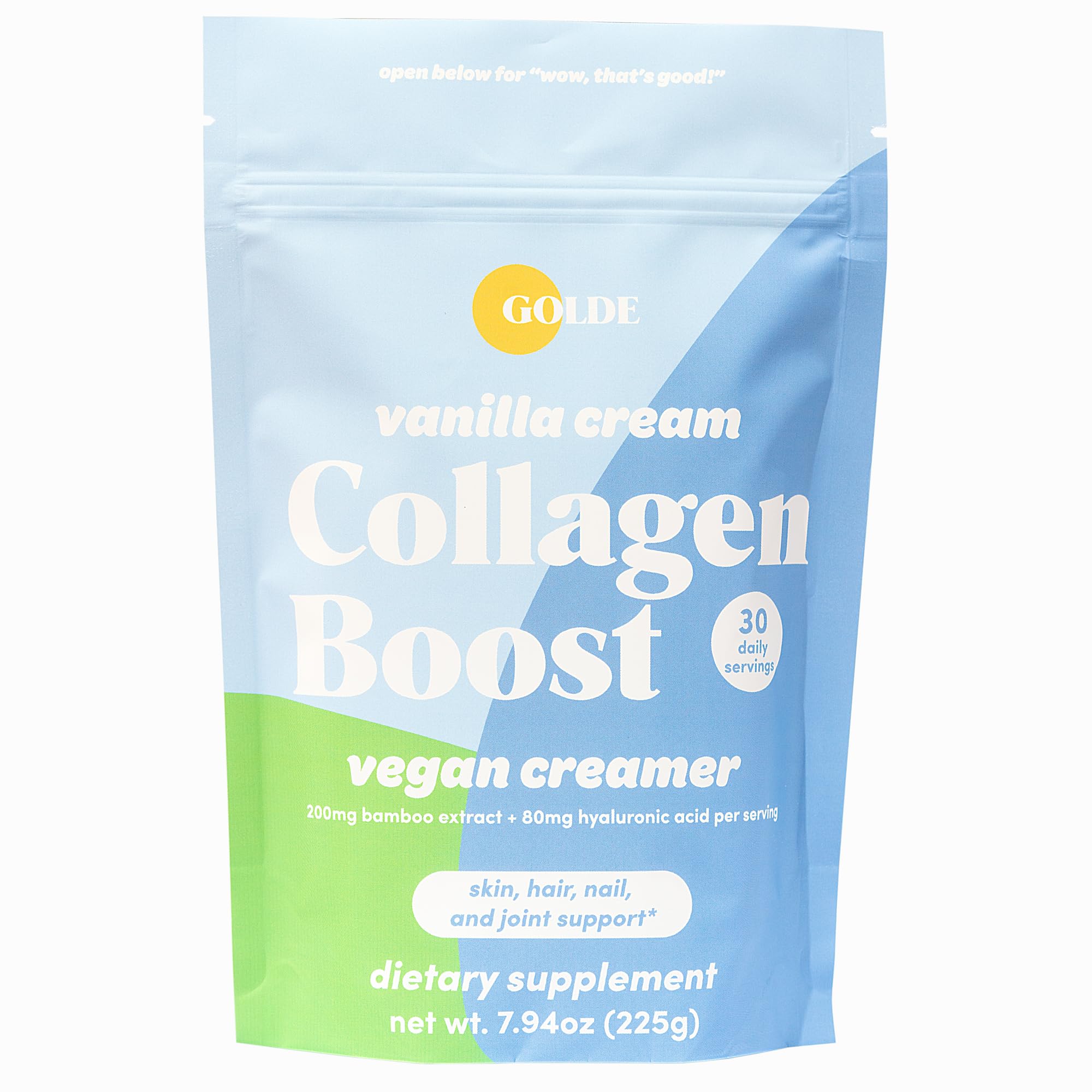 GOLDE - Collagen Boost Vegan Creamer - Vanilla Cream - Plant Based Collagen Supplement w/Hyaluronic Acid, Biotin, & Bamboo Extract - Supports Hair, Skin, & Nail Health - 30 Servings GOLDEBuy Supplements Australia