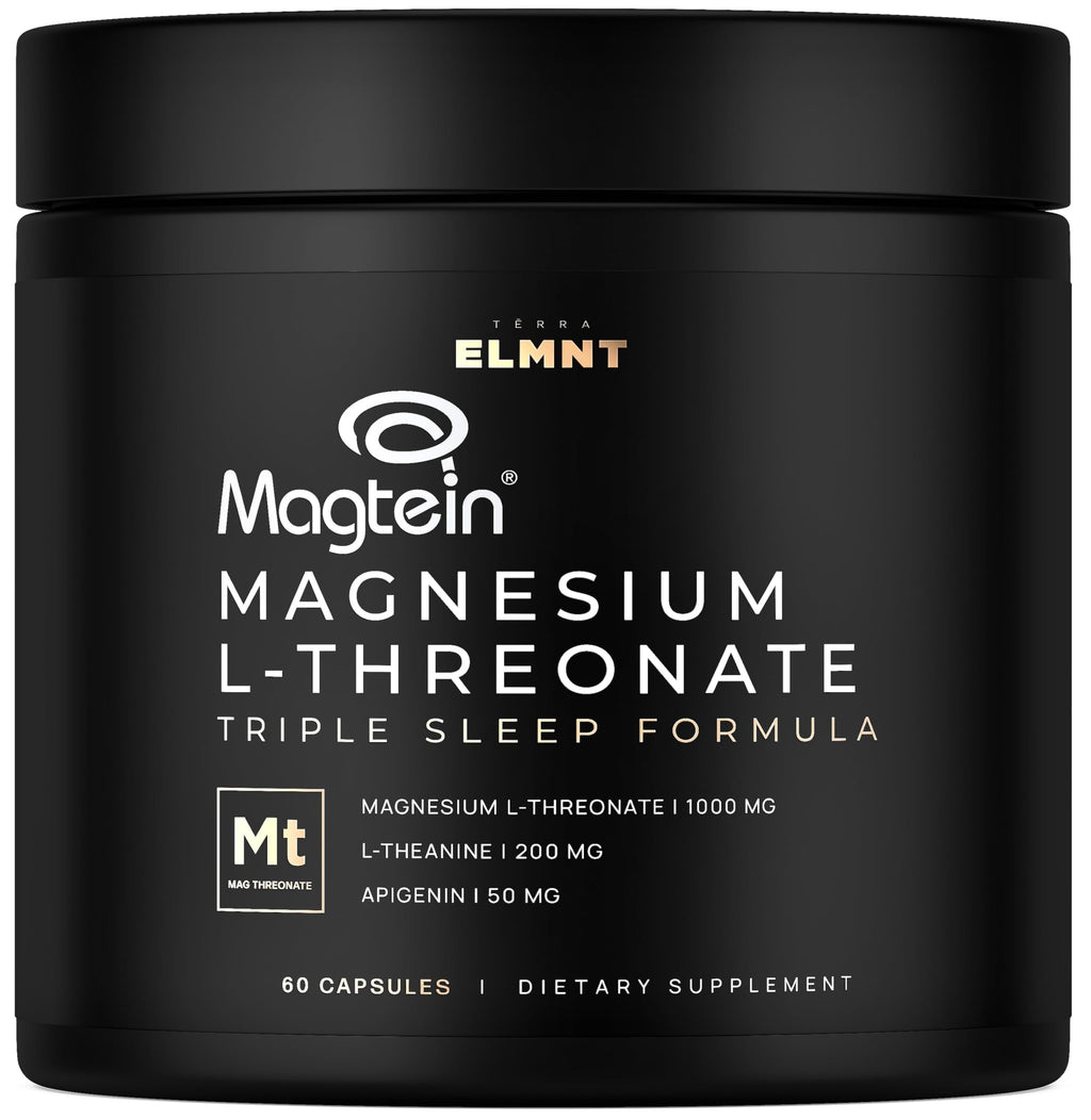 Triple Sleep Magnesium L-Threonate w. Apigenin, Theanine & Magtein Magnesium L Threonate - High Absorption Magnesium Supplement Capsules for Men and Women Magnesium Powder Pills TERRA ELMNT buy supplements Au