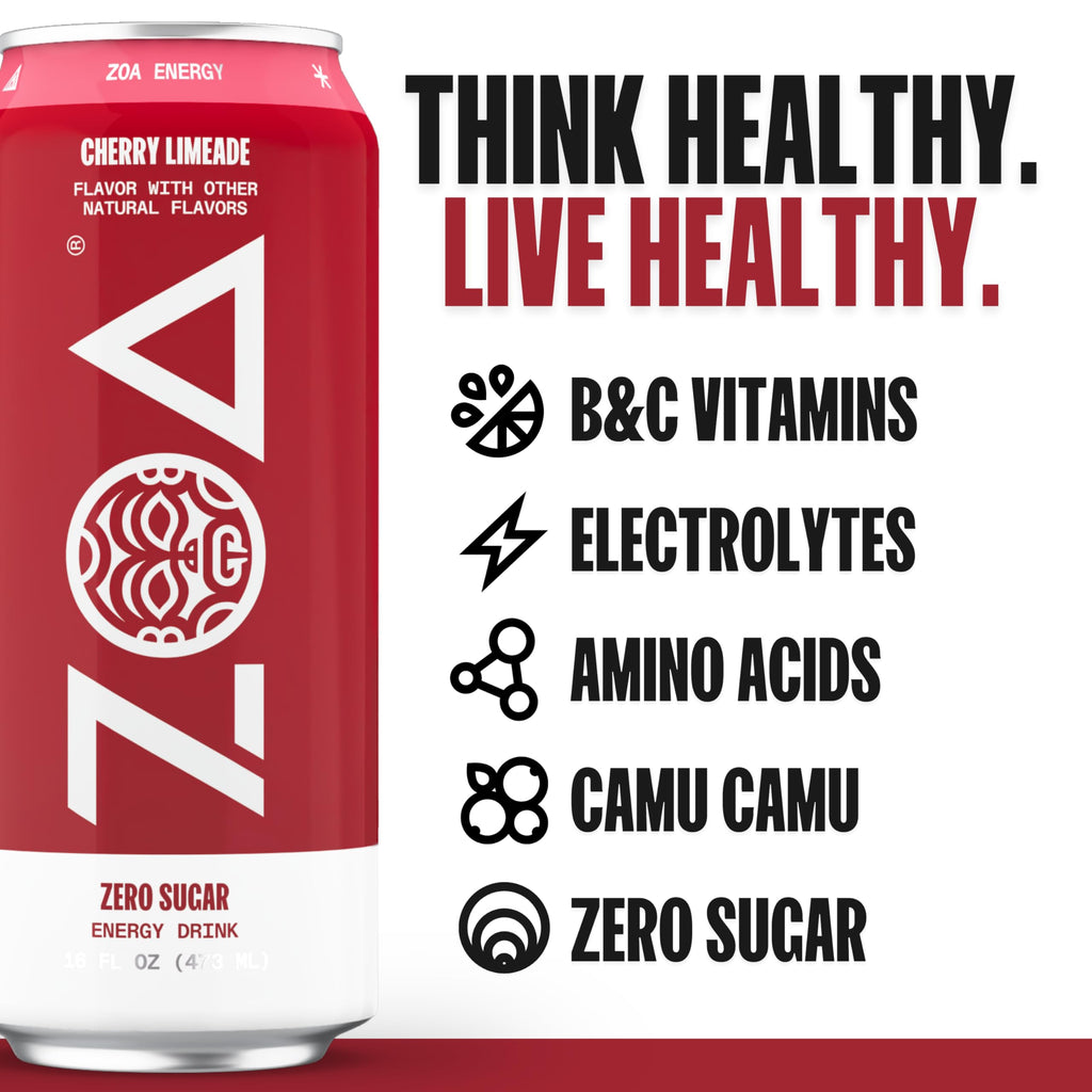 ZOA Energy Drink & Pre-Workout Powder Bundle, Cherry Limeade