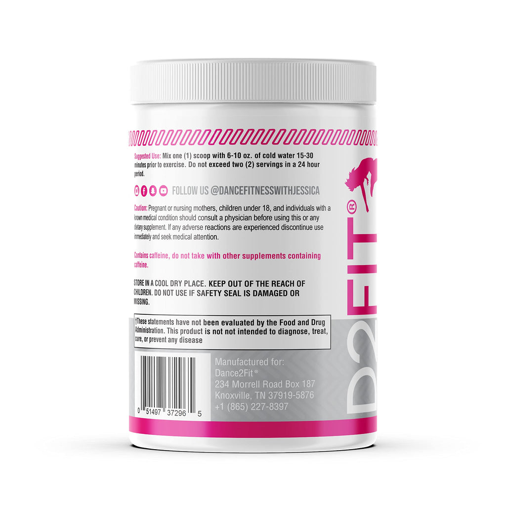 D2Fit (by Jessica Bass Women’s Pre Workout Multi Collagen (2.5g) + Biotin (150mcg) - Supports Healthy Hair, Skin & Nails, Supports Increased Energy, Focus & Endurance - Strawberry/Peach 9.31 oz(264g)